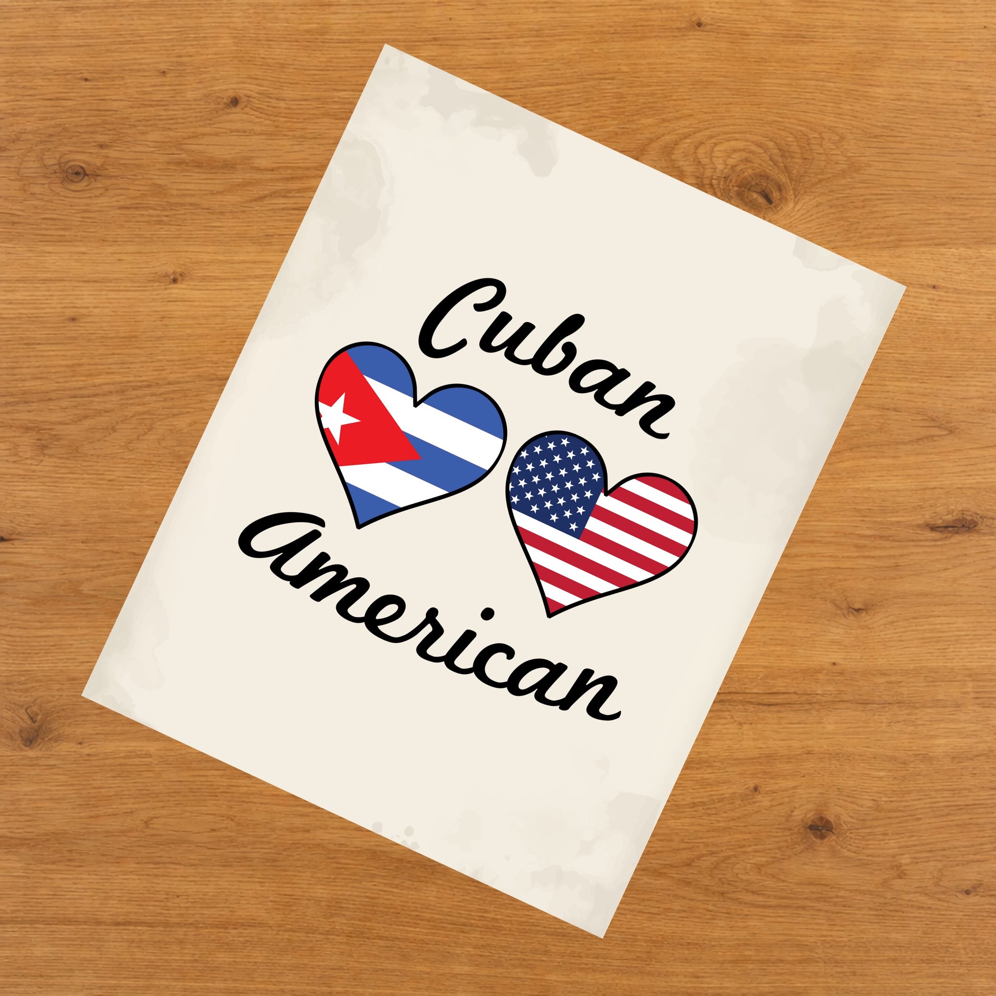 Cuban American Flag Hearts 8"x10" Wall Art Print