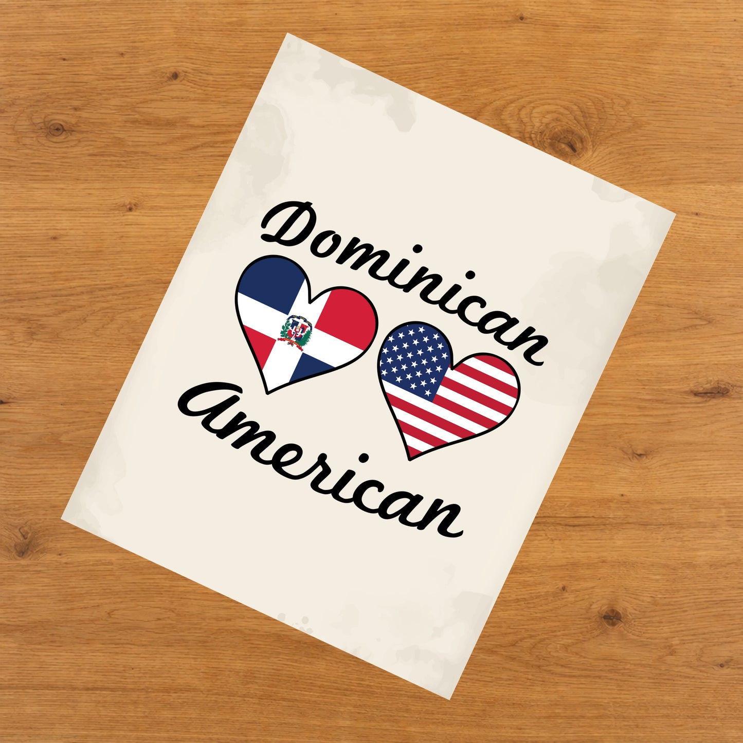 Dominican American Flag Hearts 8"x10" Wall Art Print