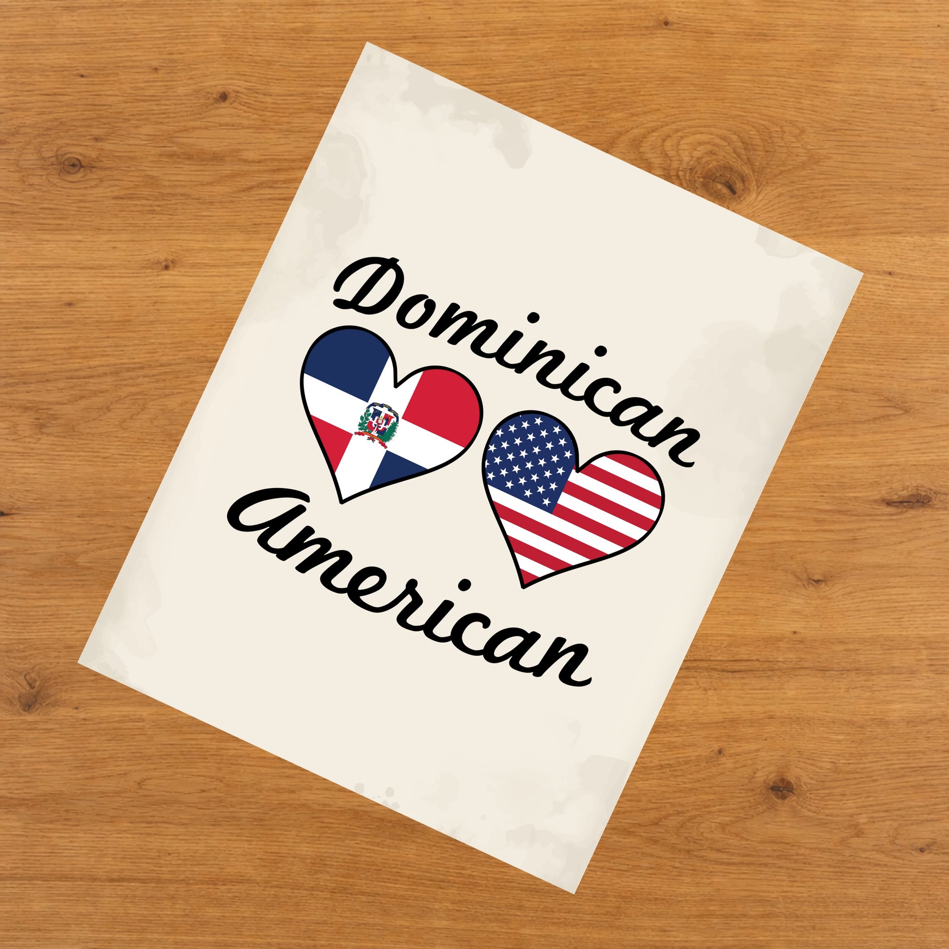 Dominican American Flag Hearts 8"x10" Wall Art Print