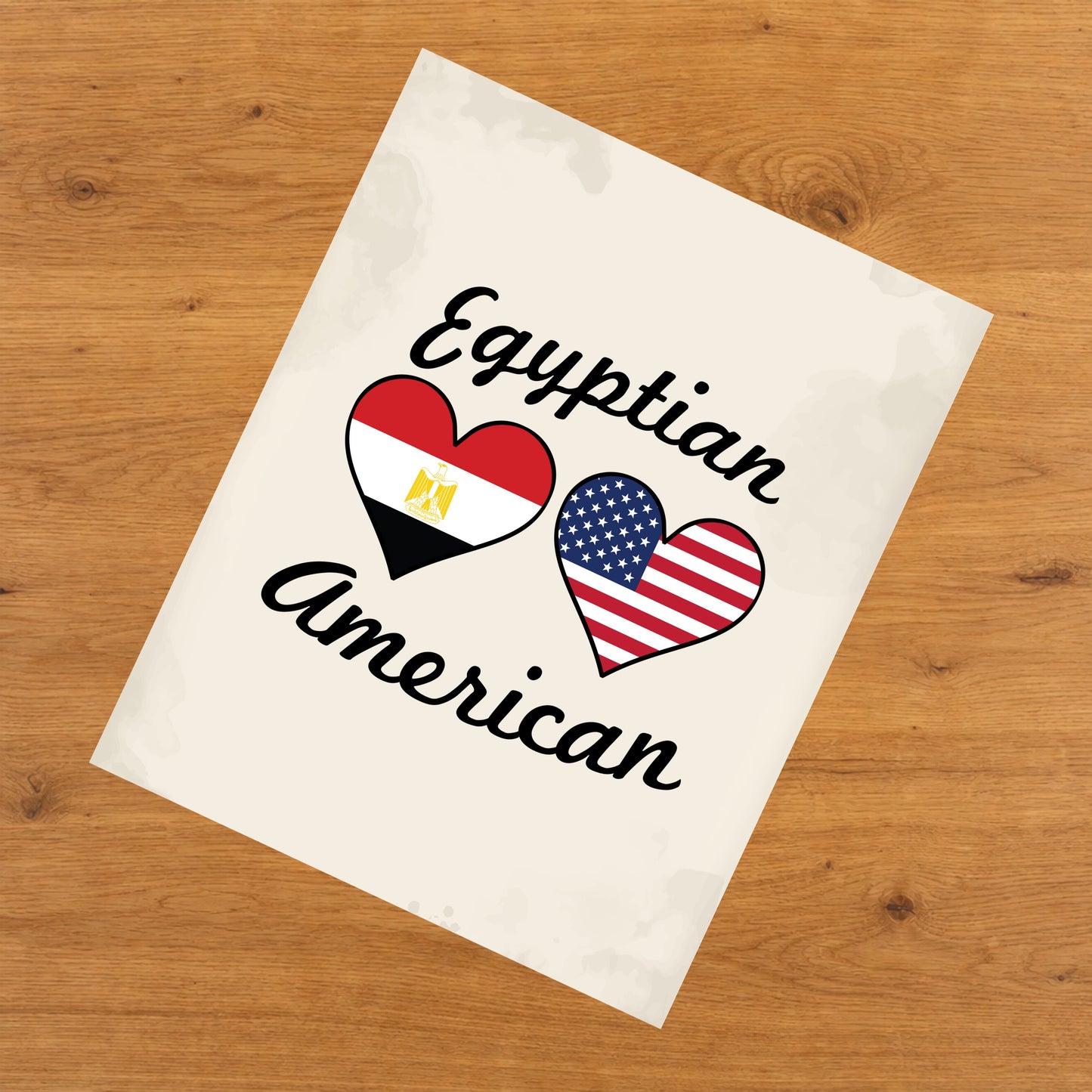 Egyptian American Flag Hearts 8"x10" Wall Art Print