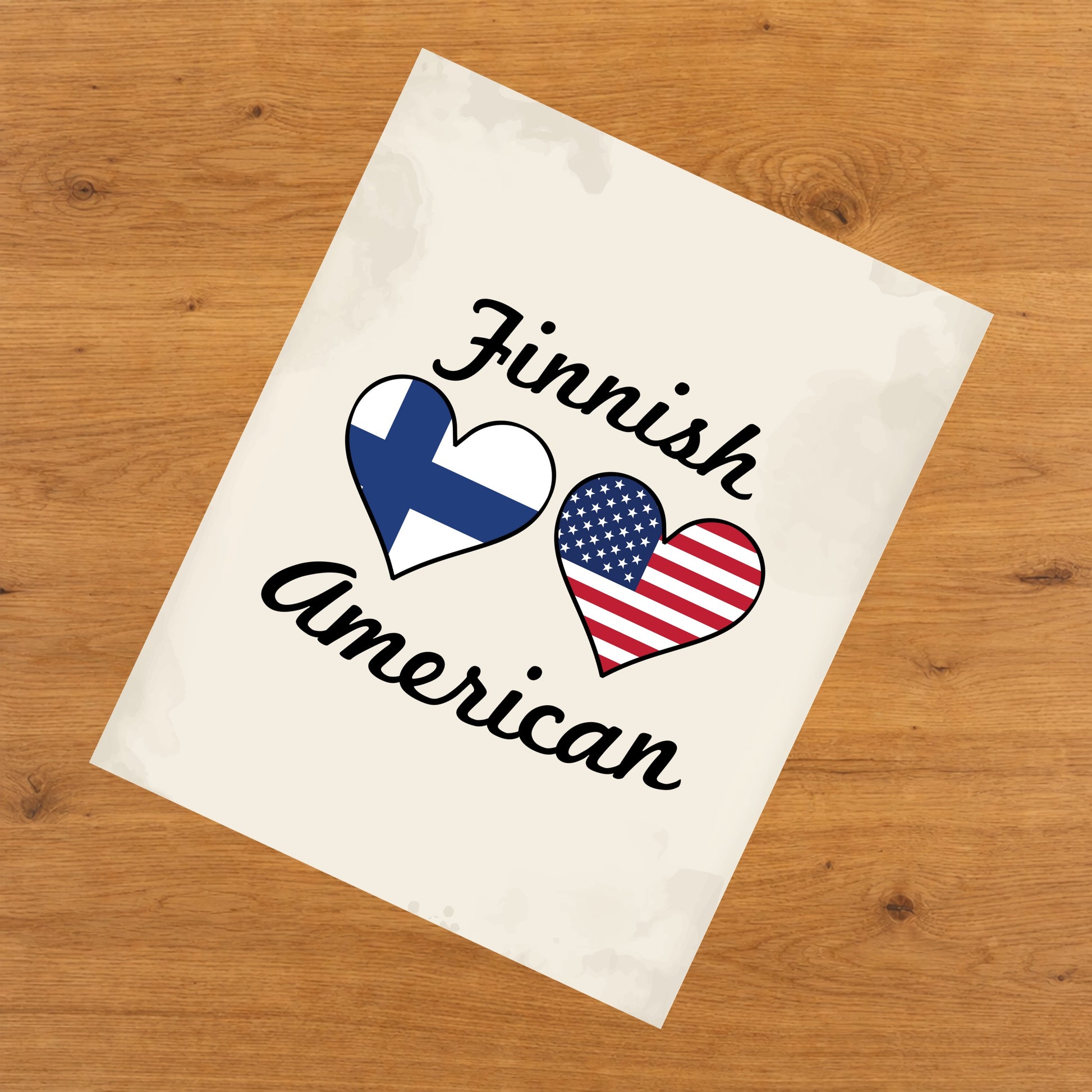 Finnish American Flag Hearts 8"x10" Wall Art Print