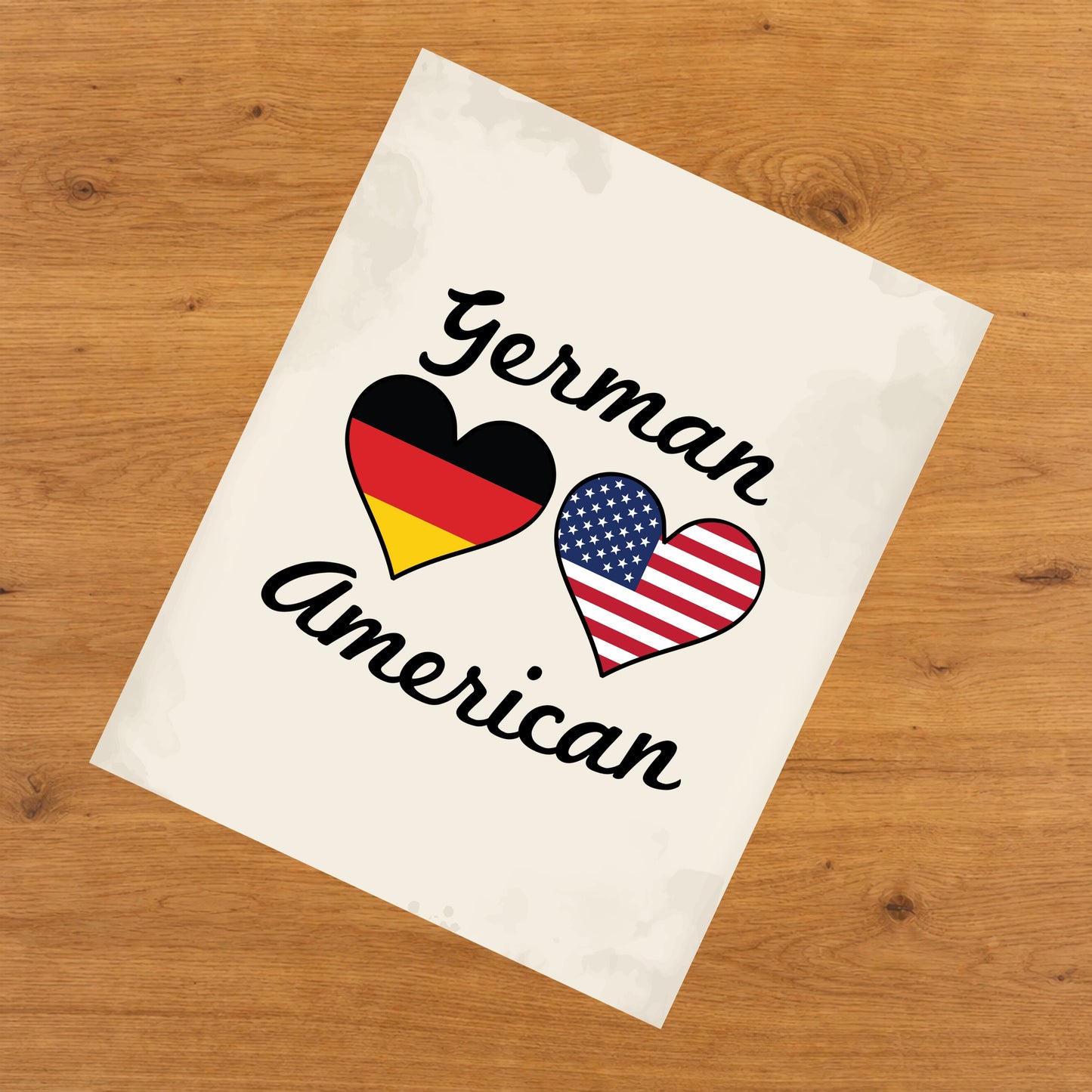 German American Flag Hearts 8"x10" Wall Art Print