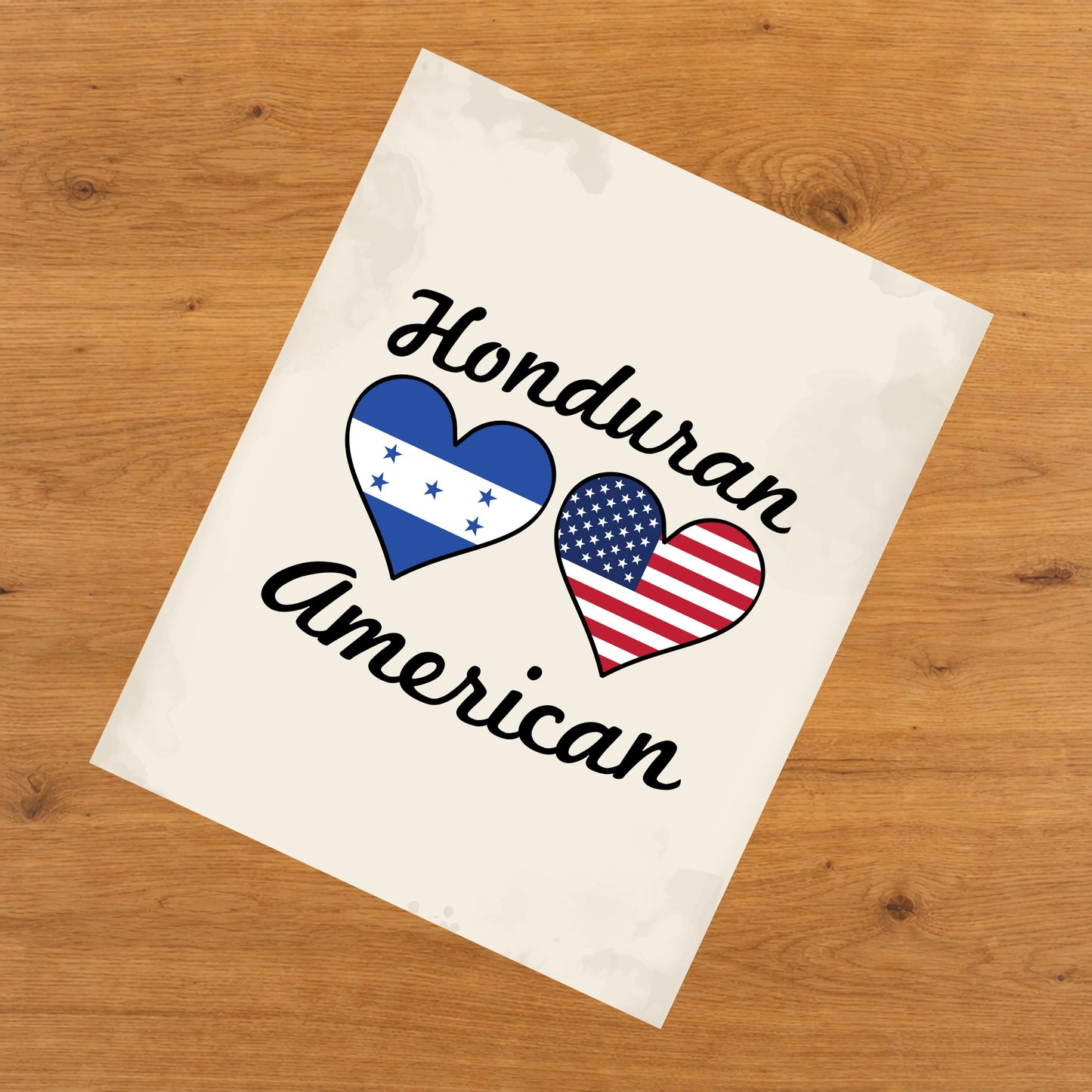 Honduran American Flag Hearts 8"x10" Wall Art Print