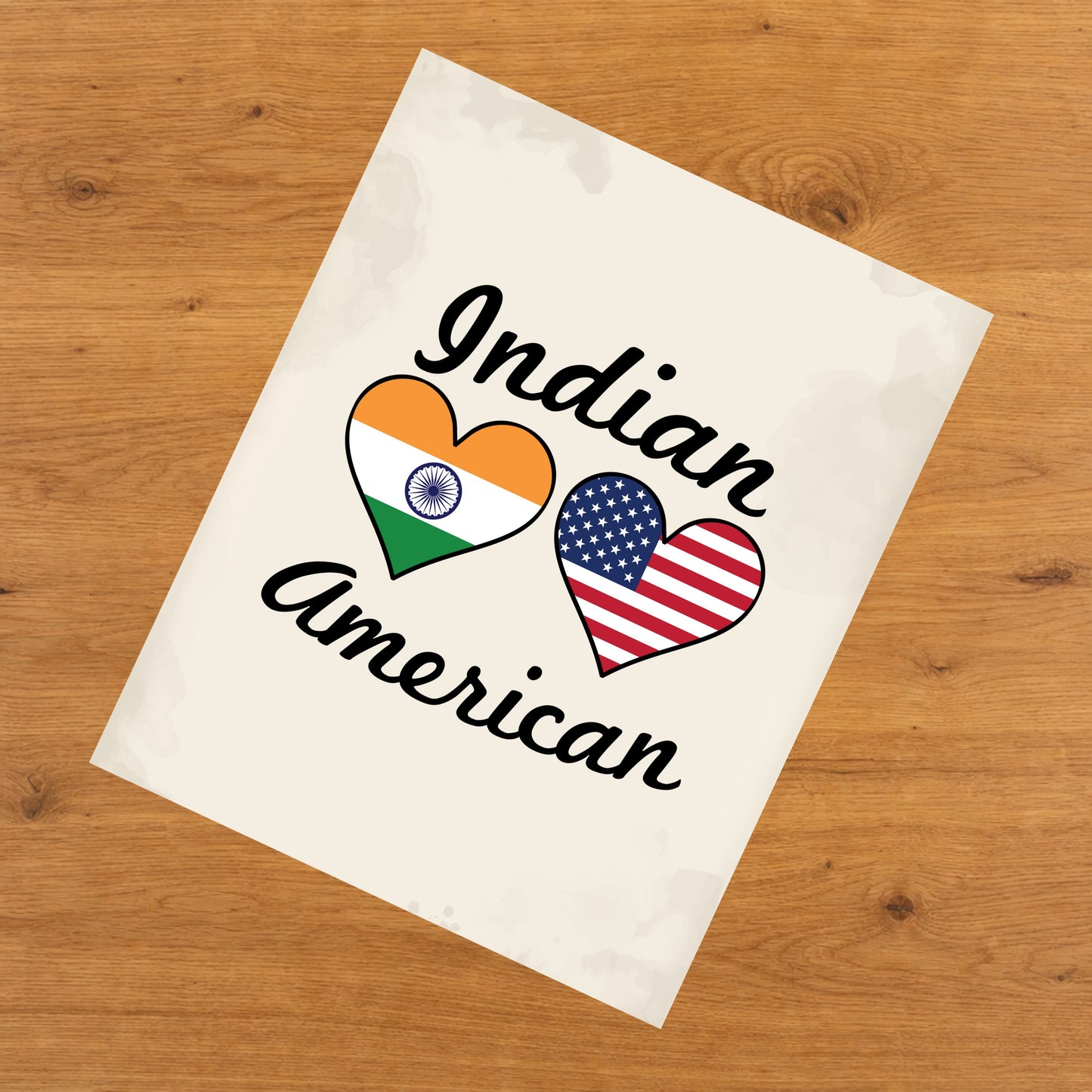 Indian American Flag Hearts 8"x10" Wall Art Print