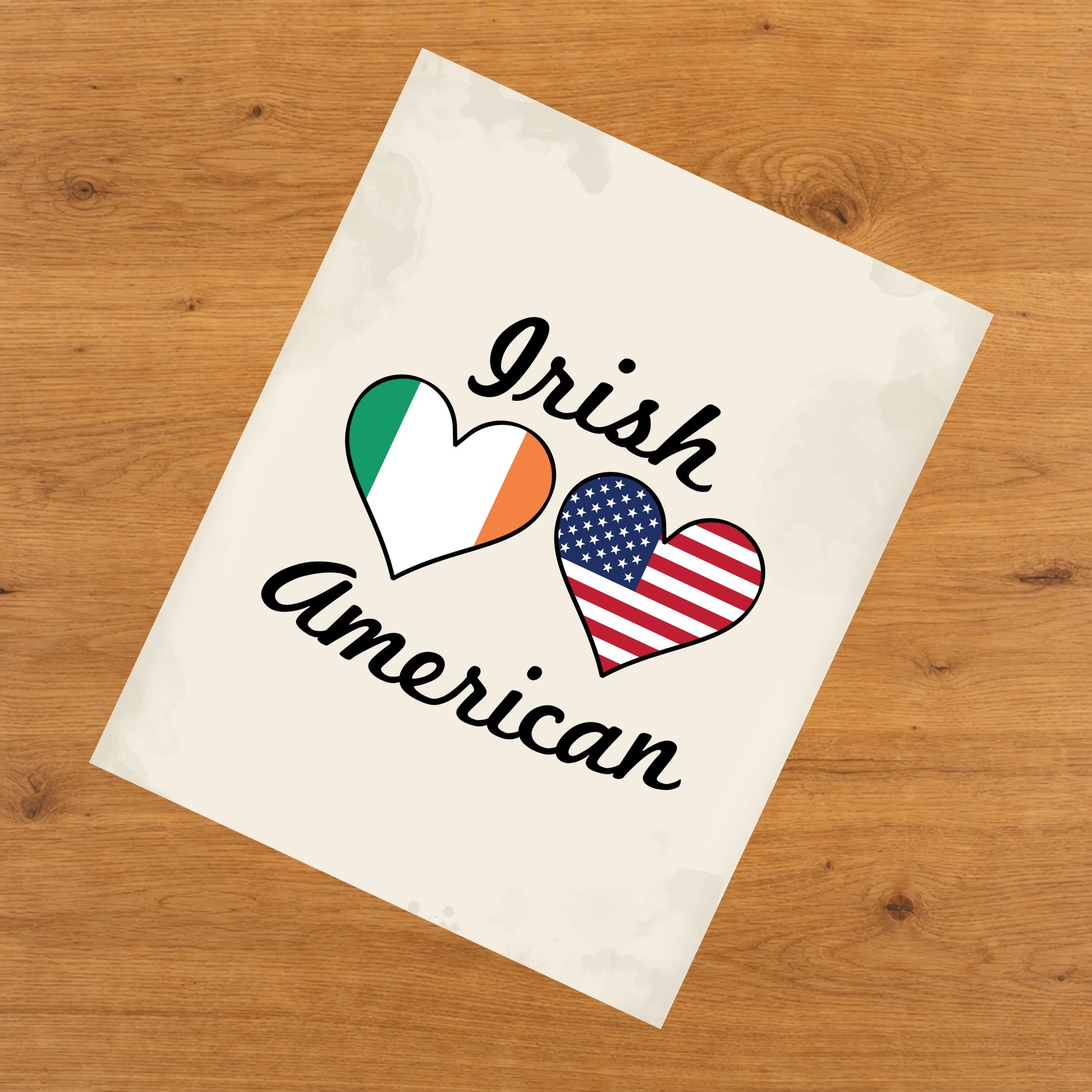 Irish American Flag Hearts 8"x10" Wall Art Print