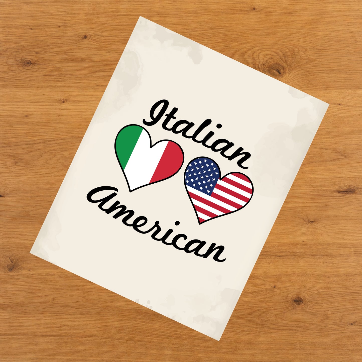 Italian American Flag Hearts 8"x10" Wall Art Print