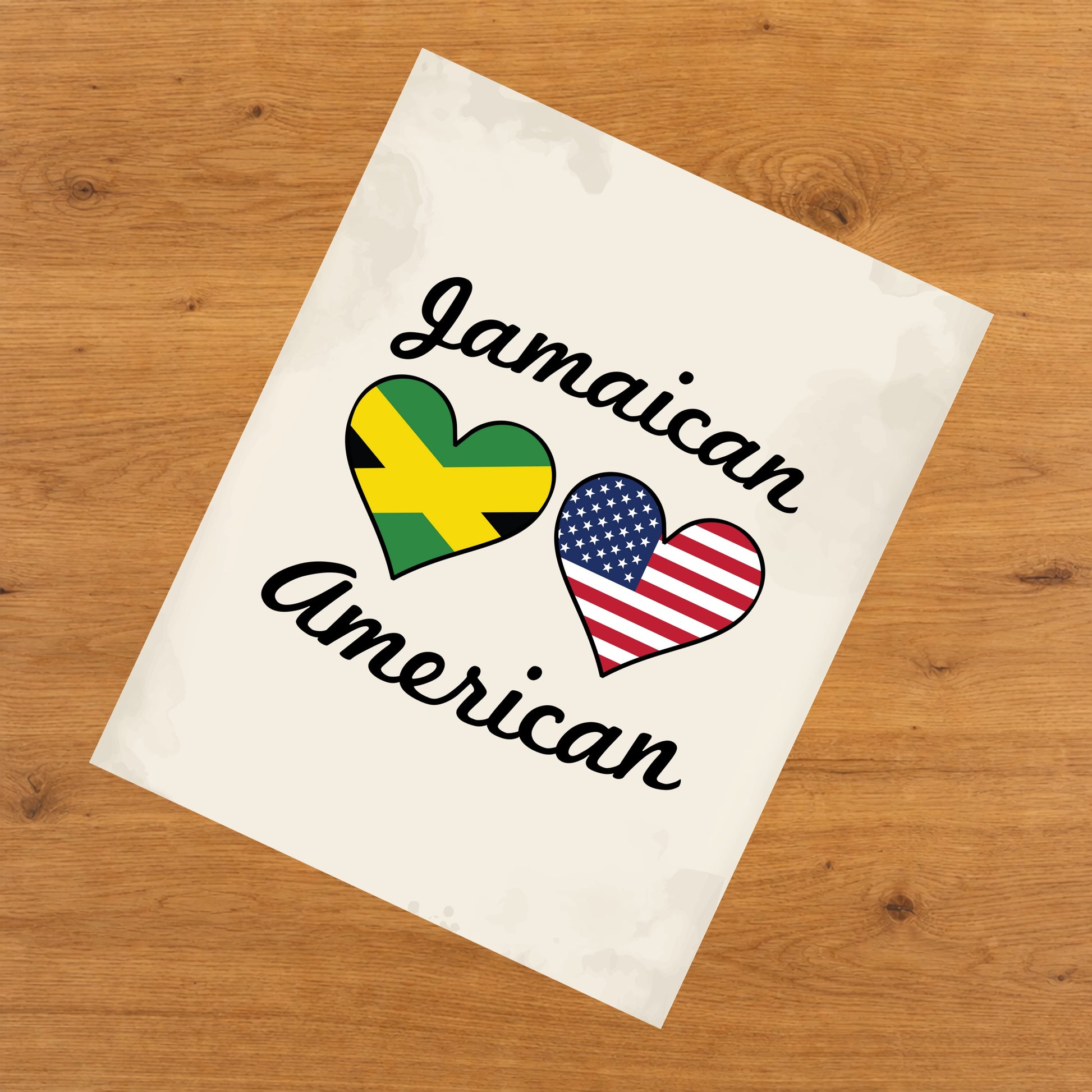 Jamaican American Flag Hearts 8"x10" Wall Art Print