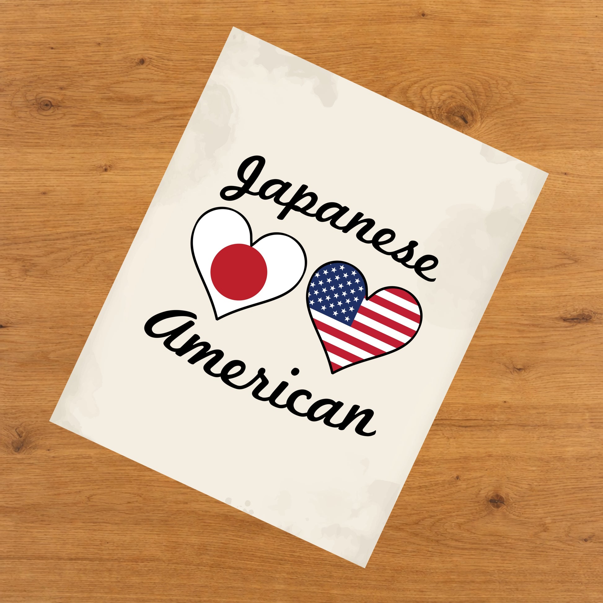 Japanese American Flag Hearts 8"x10" Wall Art Print