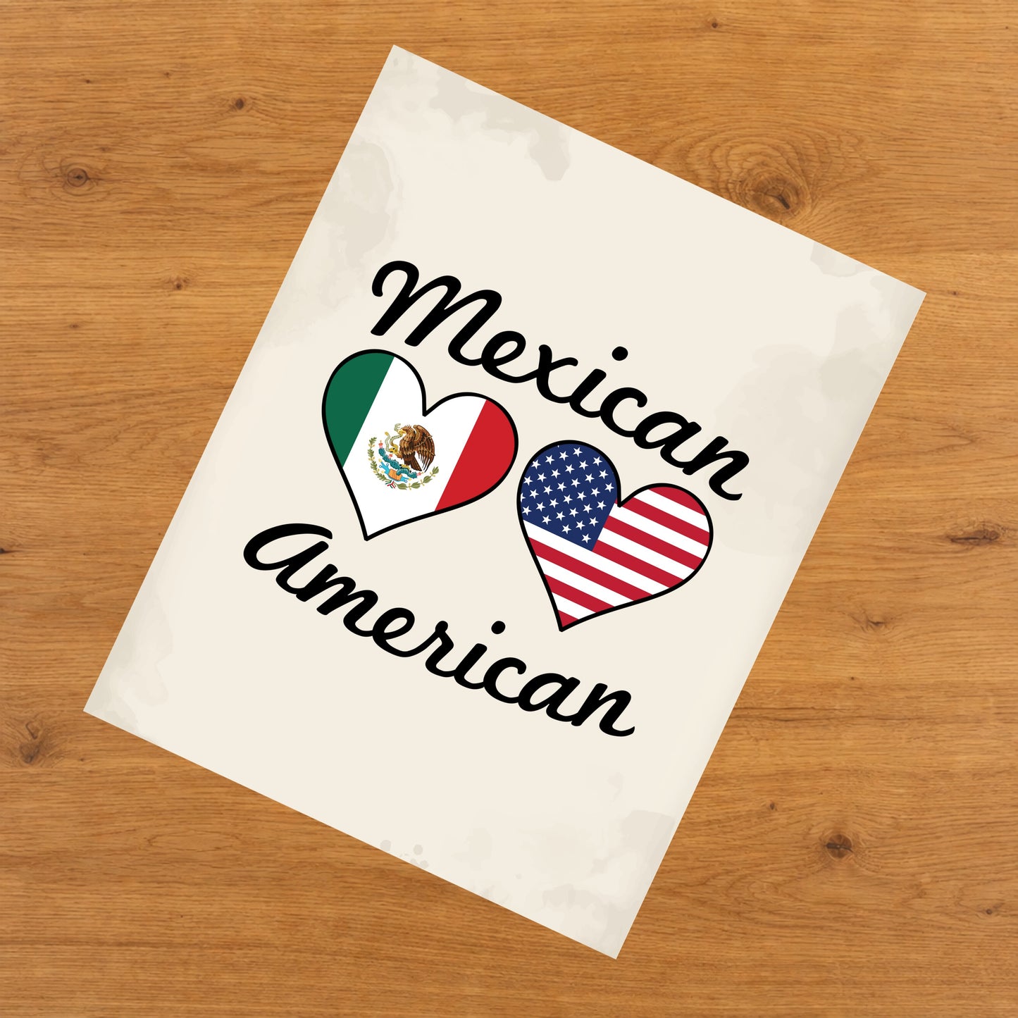 Mexican American Flag Hearts 8"x10" Wall Art Print