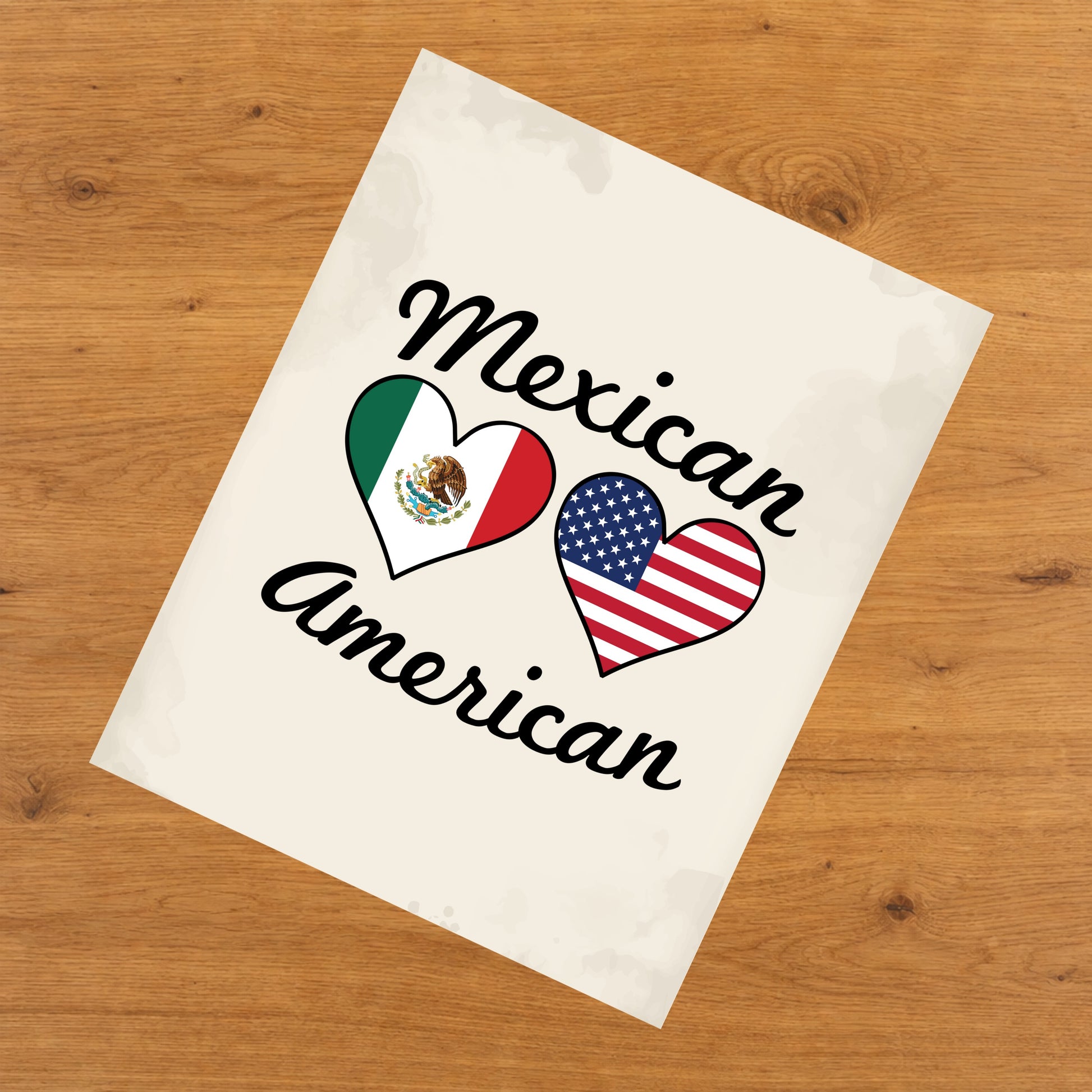 Mexican American Flag Hearts 8"x10" Wall Art Print