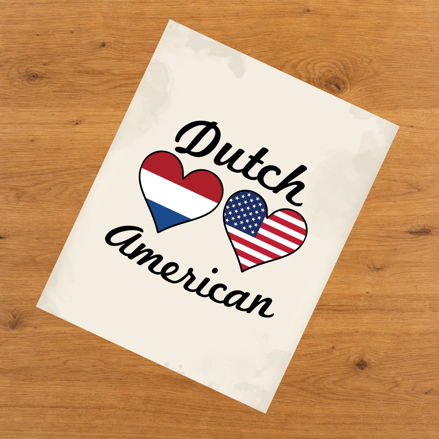 Dutch American Flag Hearts 8"x10" Wall Art Print