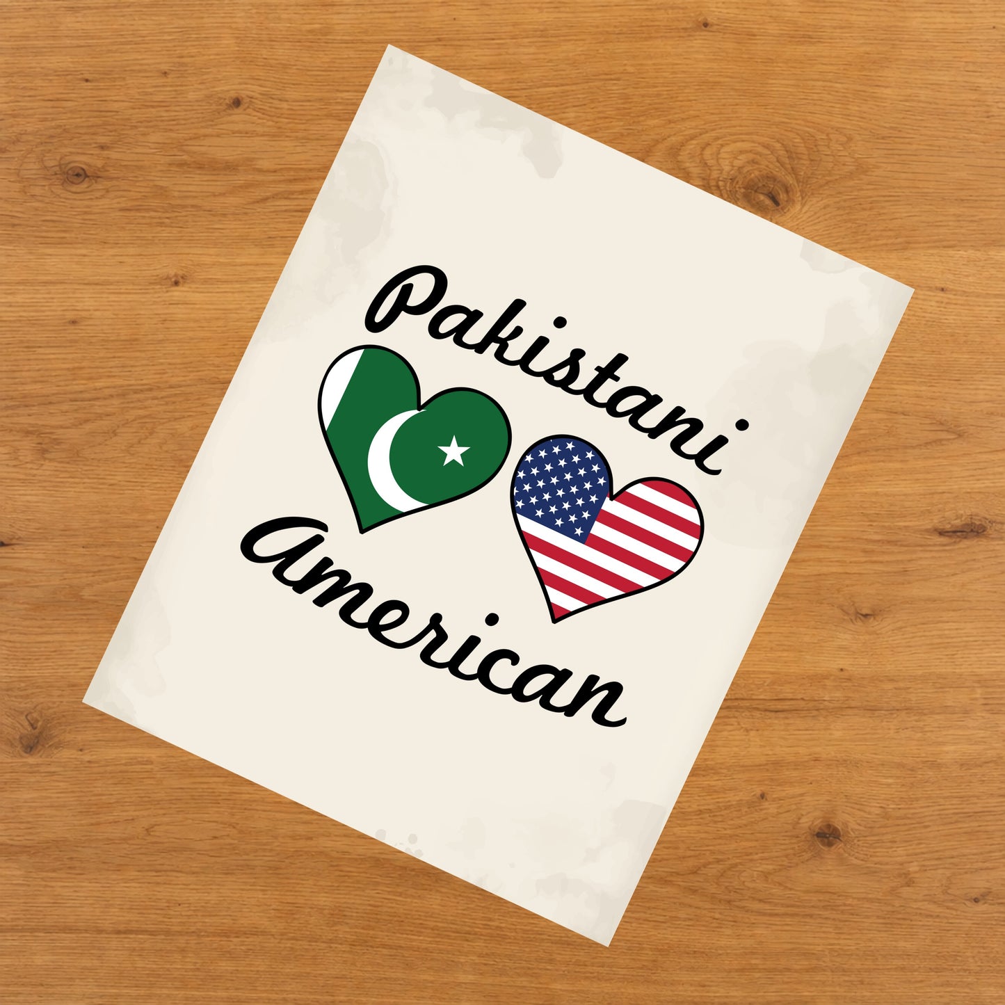 Pakistani American Flag Hearts 8"x10" Wall Art Print