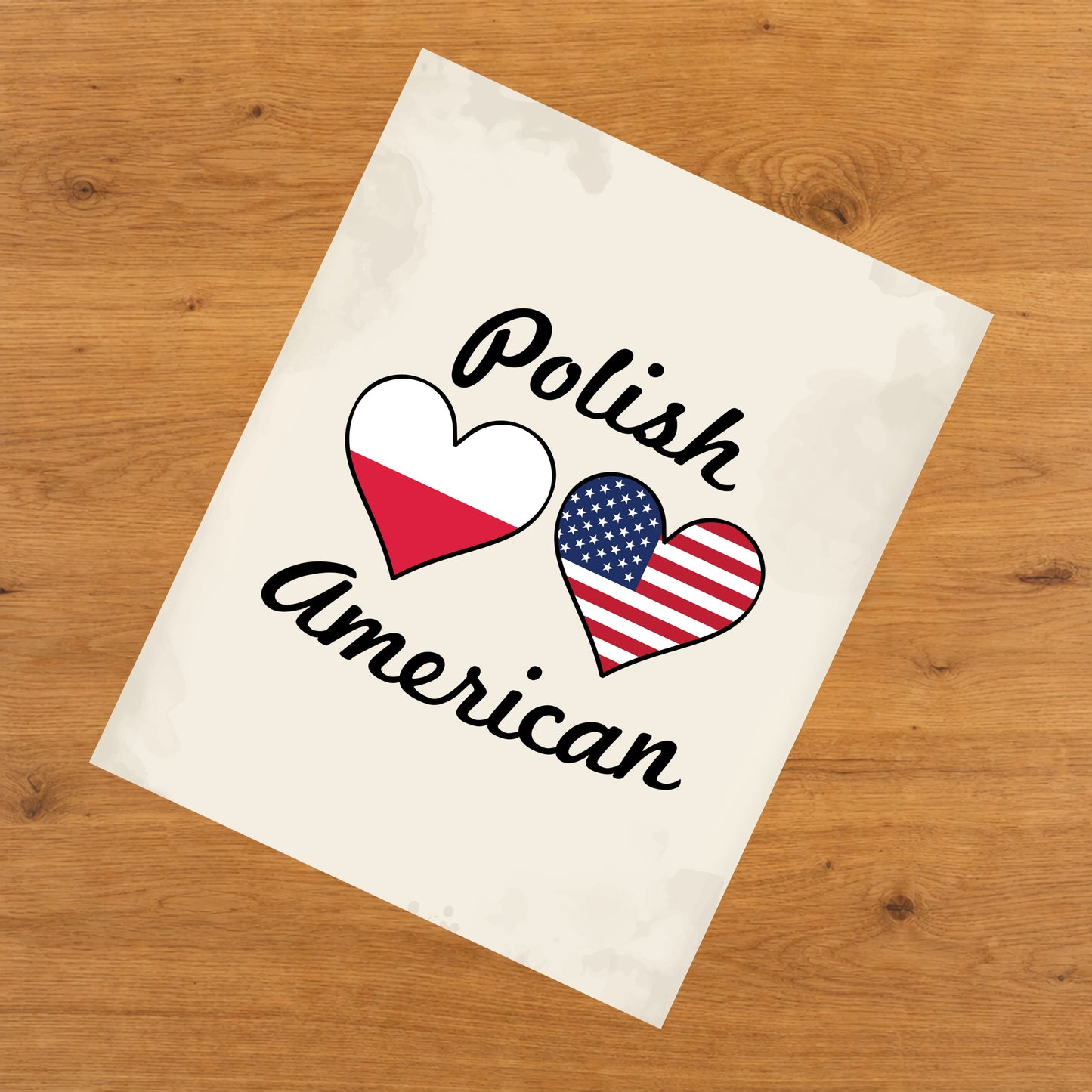 Polish American Flag Hearts 8"x10" Wall Art Print