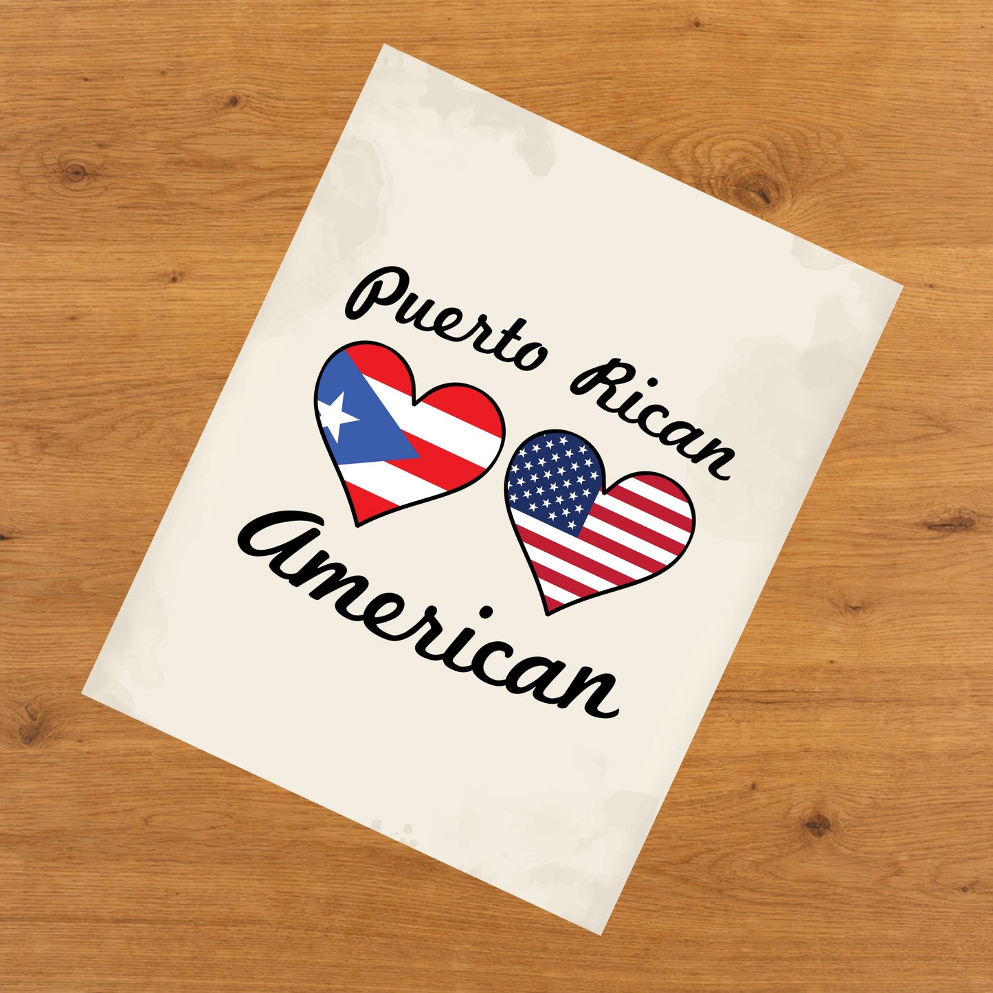 Puerto Rican American Flag Hearts 8"x10" Wall Art Print