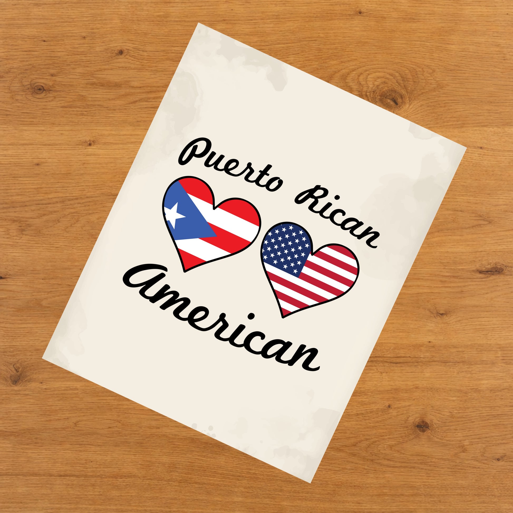 Puerto Rican American Flag Hearts 8"x10" Wall Art Print