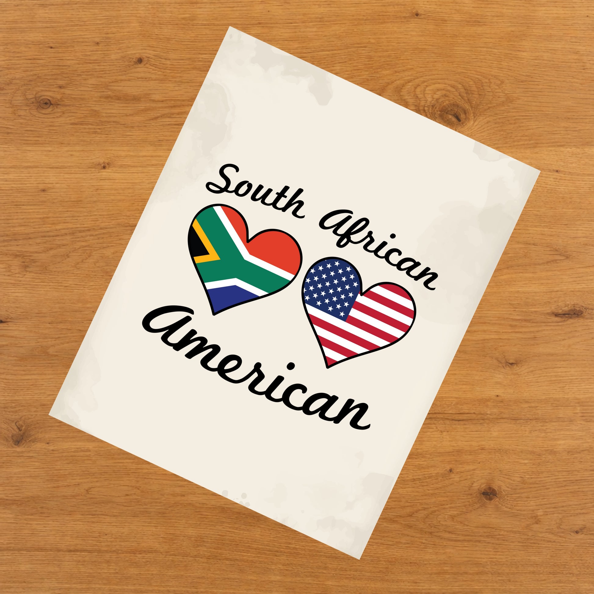 South African American Flag Hearts 8"x10" Wall Art Print
