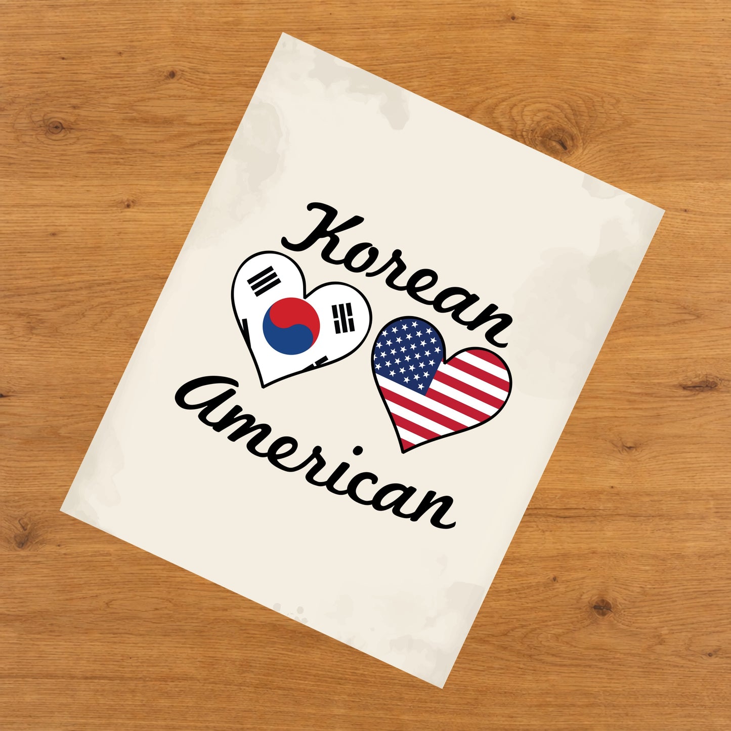 Korean American Flag Hearts 8"x10" Wall Art Print