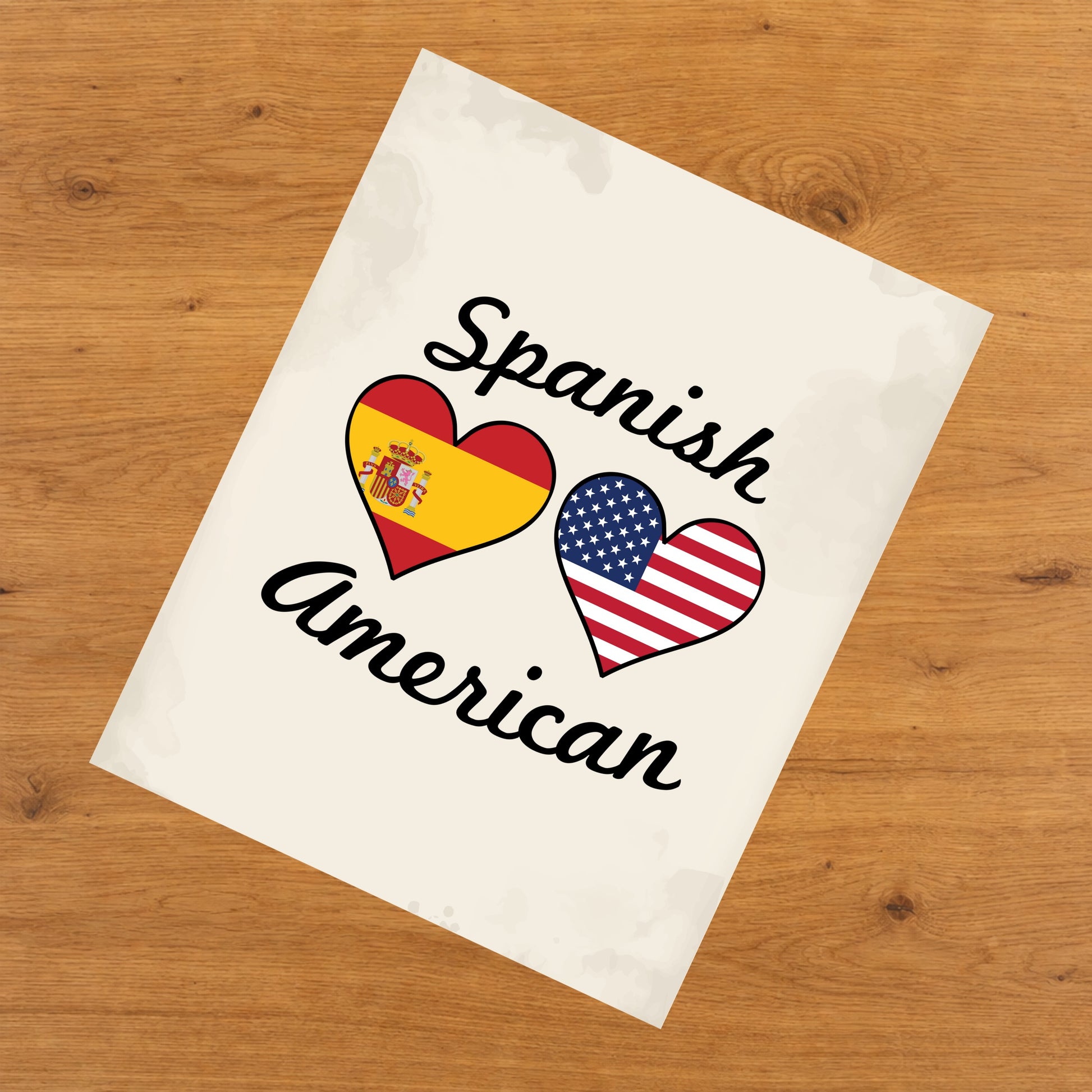 Spanish American Flag Hearts 8"x10" Wall Art Print