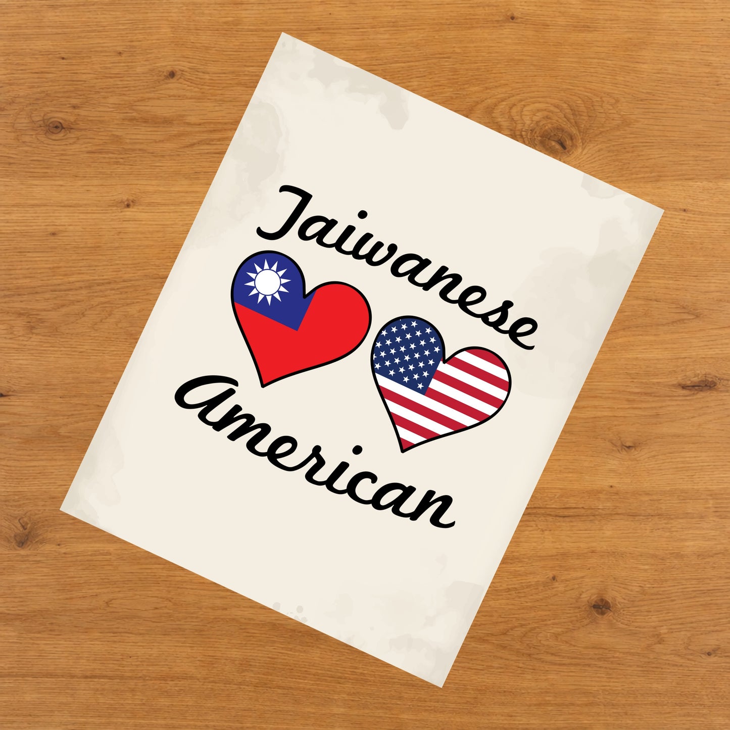 Taiwanese American Flag Hearts 8"x10" Wall Art Print