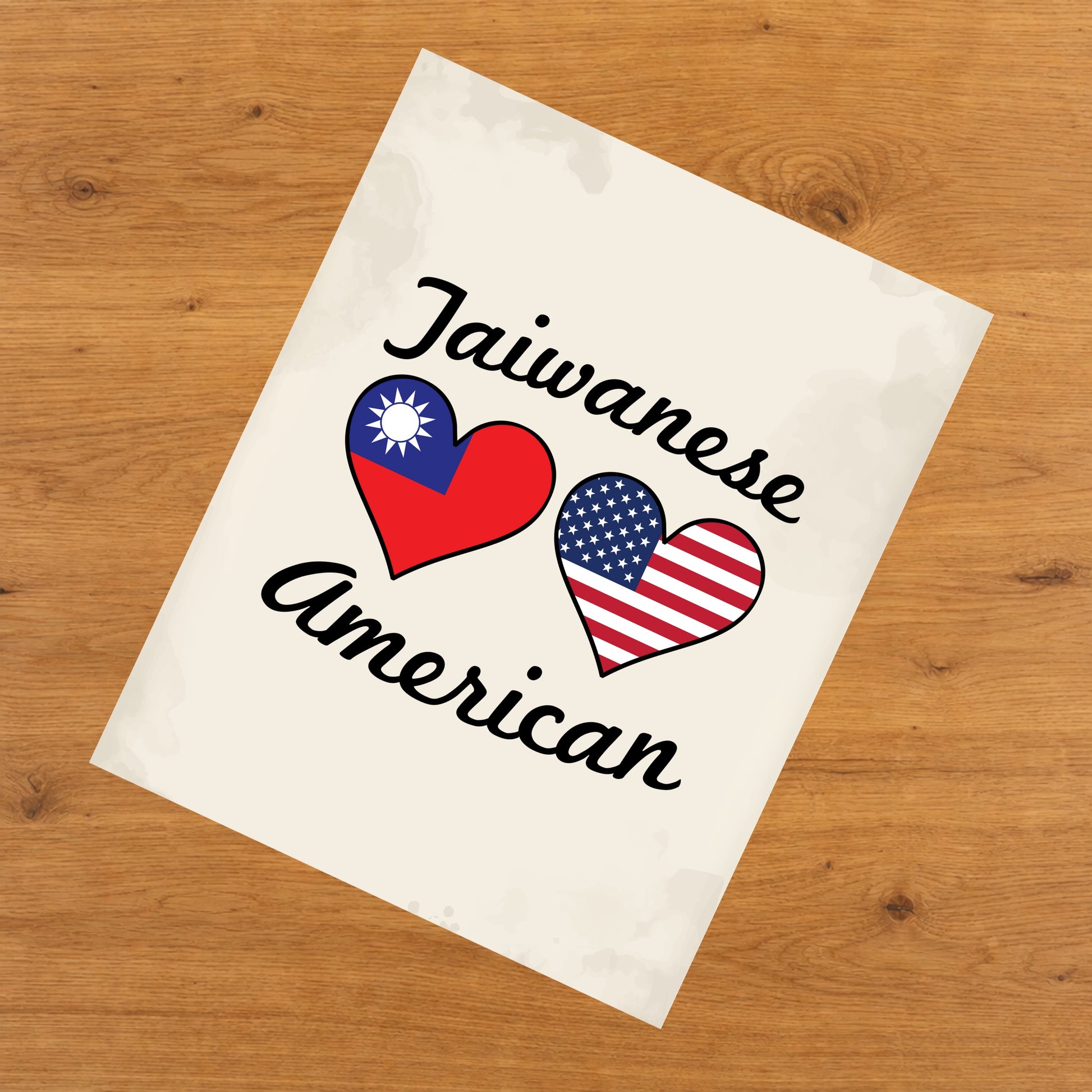 Taiwanese American Flag Hearts 8"x10" Wall Art Print