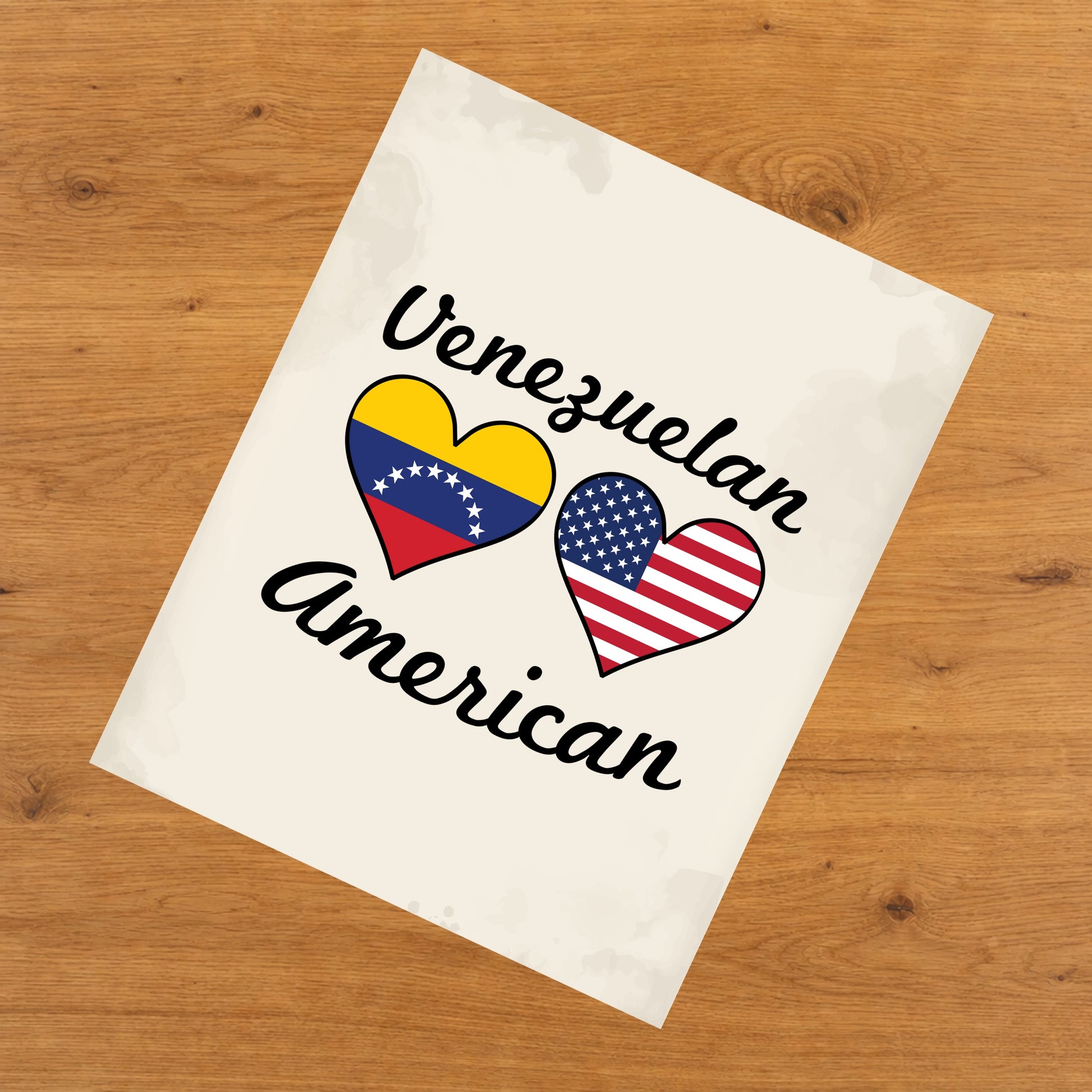 Venezuelan American Flag Hearts 8"x10" Wall Art Print