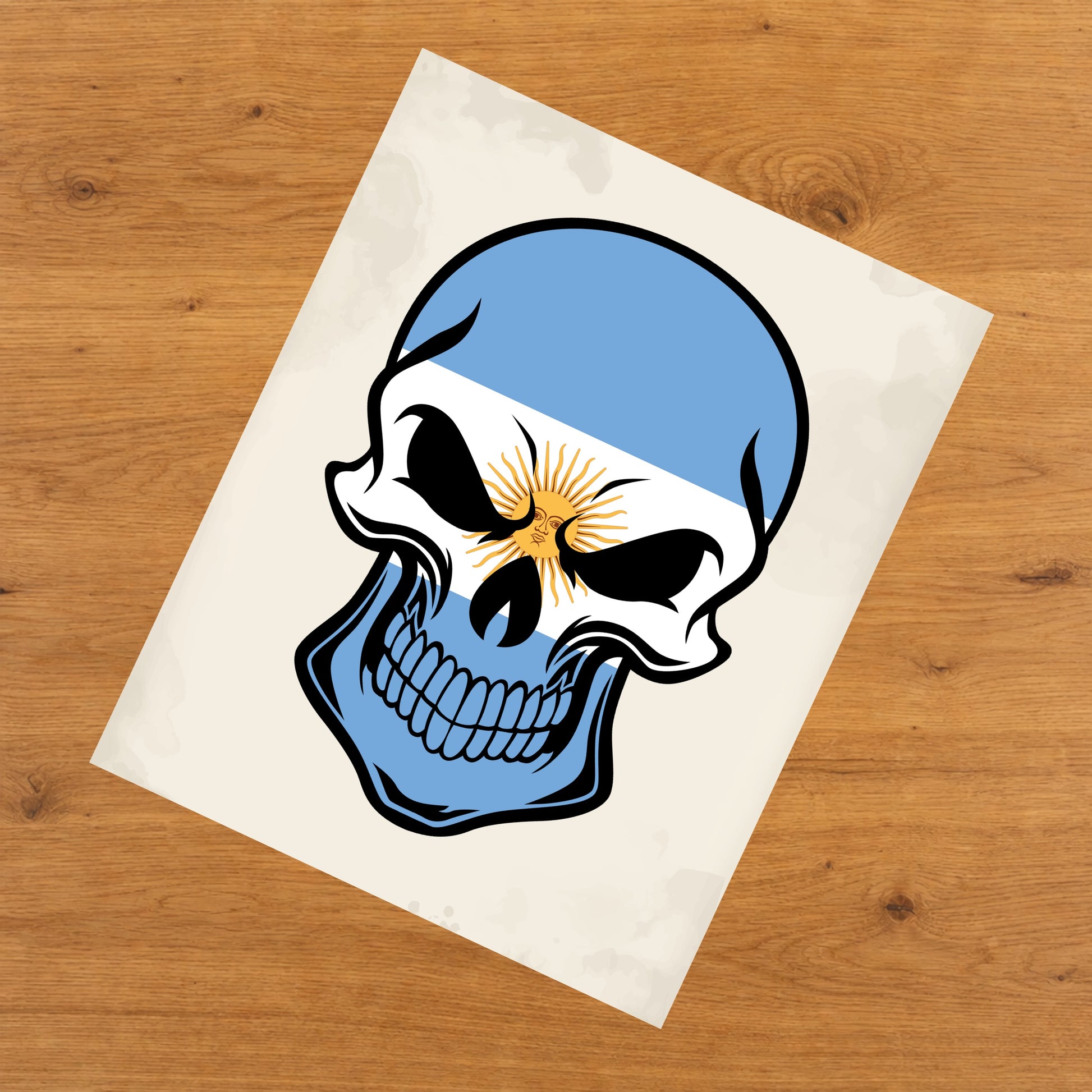 Argentinian Flag Argentina Skull Cool 8"x10" Wall Art Print