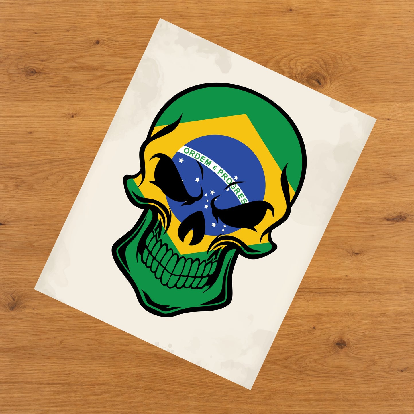 Brazilian Flag Brazil Skull Cool 8"x10" Wall Art Print