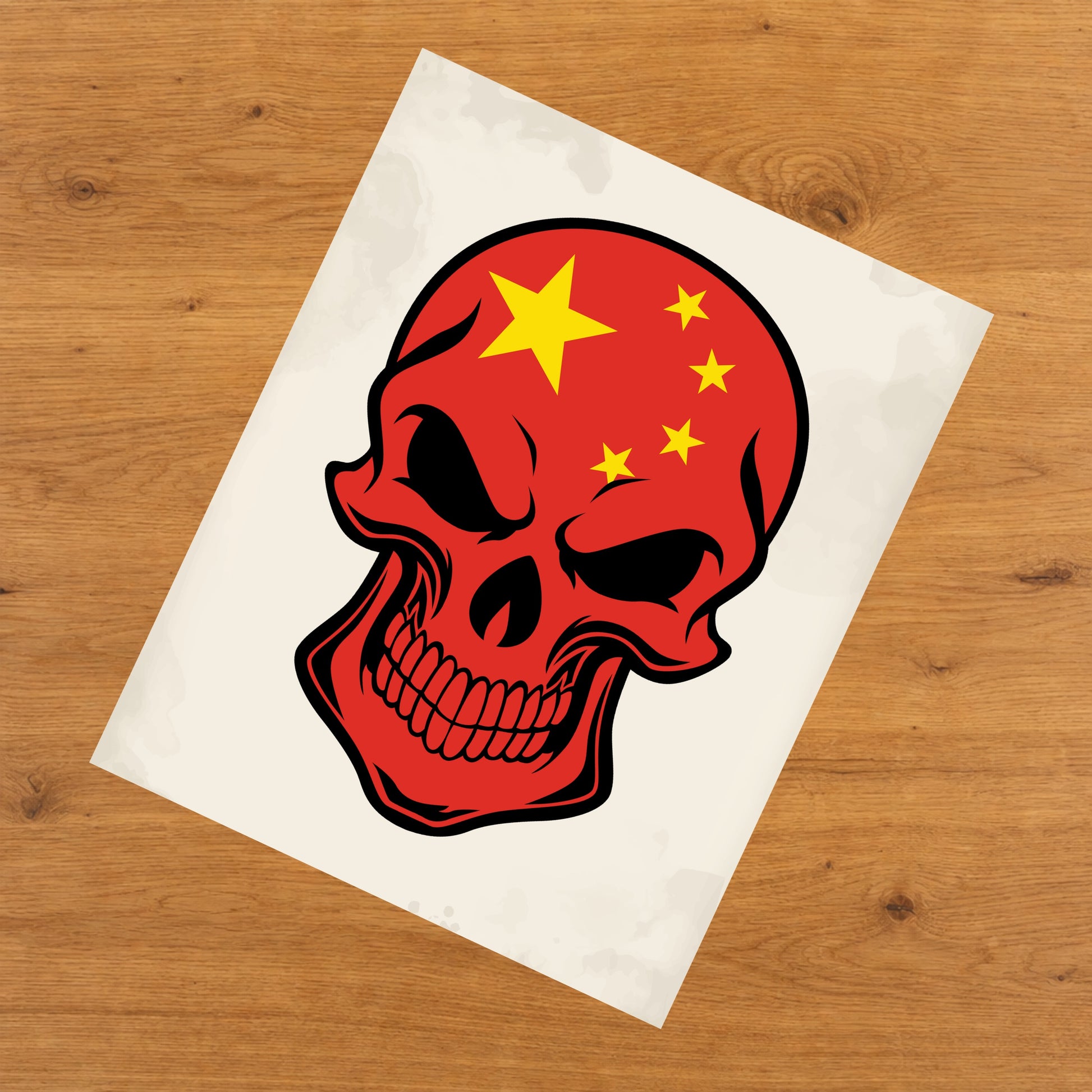 Chinese Flag China Skull Cool 8"x10" Wall Art Print