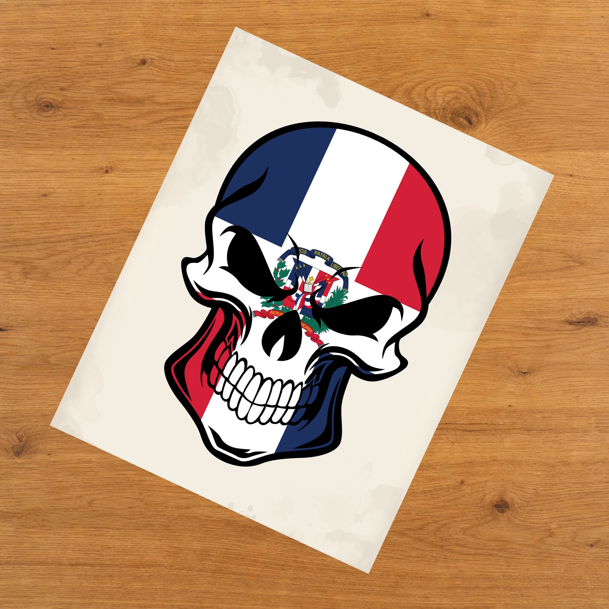 Dominican Flag Dominican Republic Skull Cool 8"x10" Wall Art Print