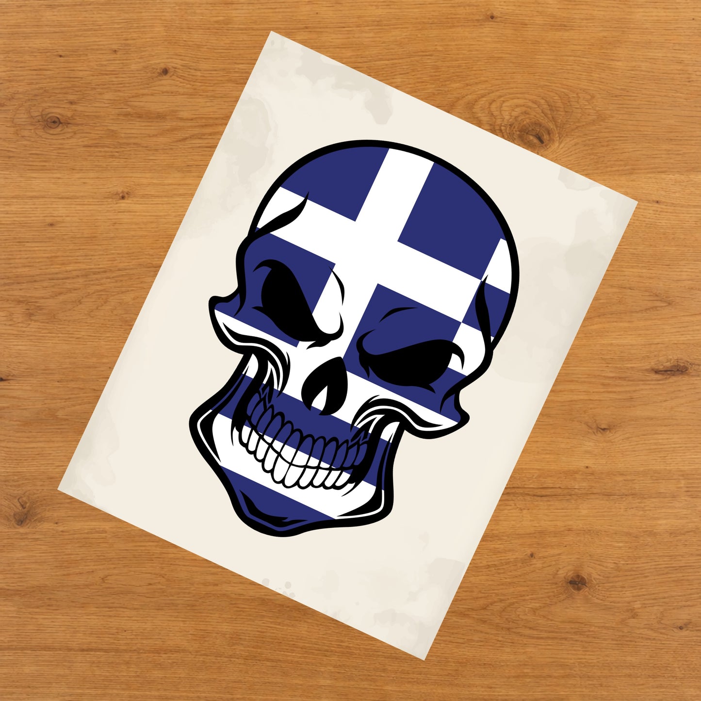 Greek Flag Greece Skull Cool 8"x10" Wall Art Print