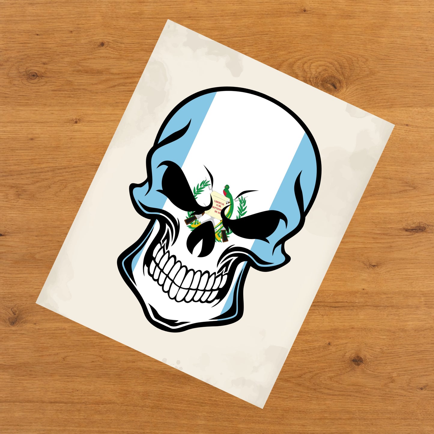 Guatemalan Flag Guatemala Skull Cool 8"x10" Wall Art Print