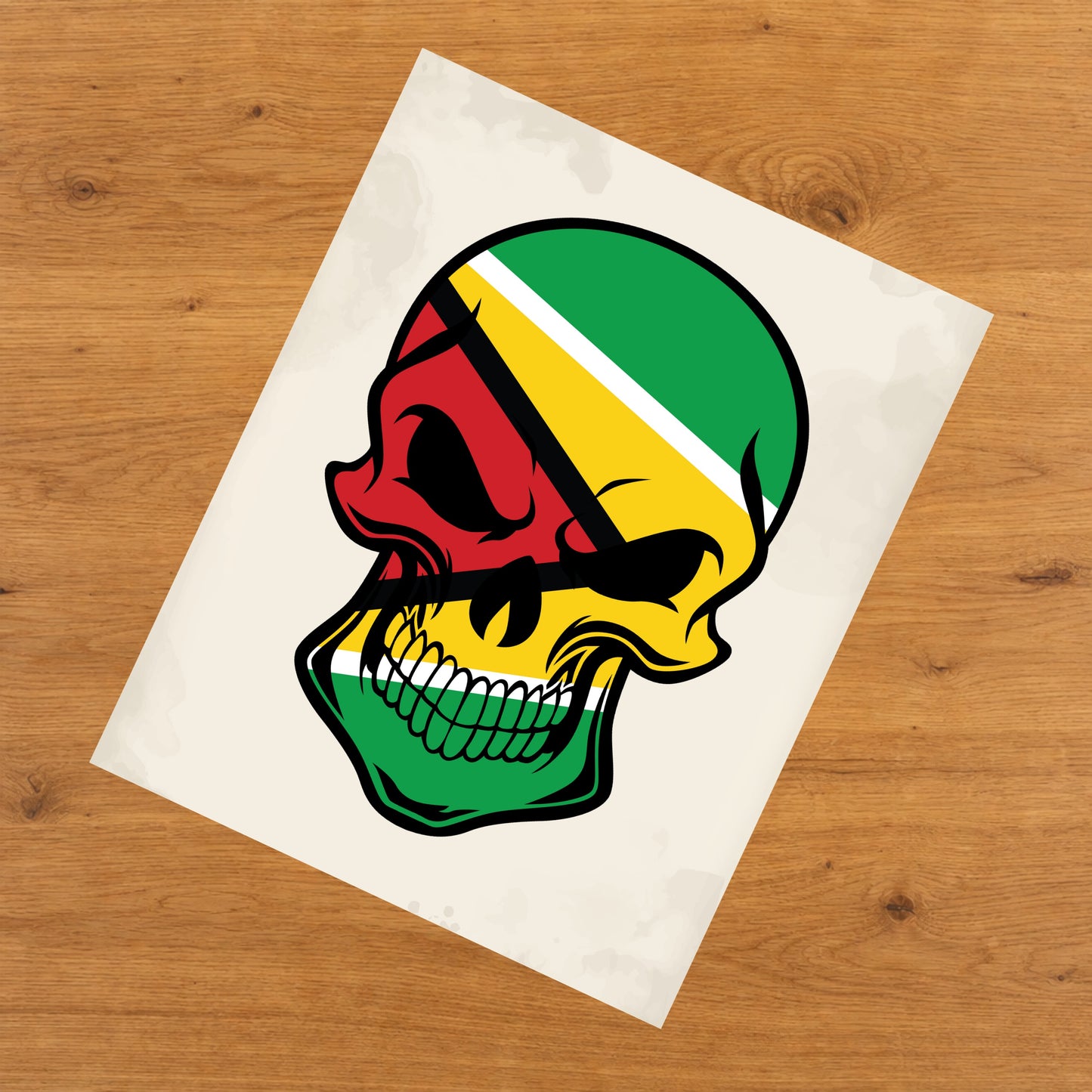 Guyanese Flag Guyana Skull Cool 8"x10" Wall Art Print