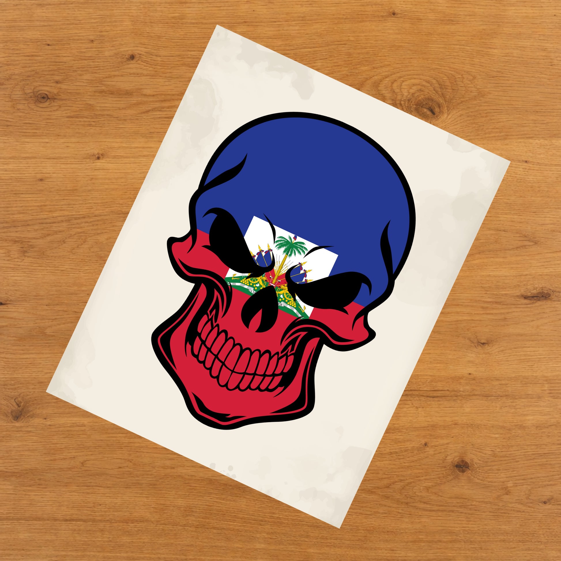 Haitian Flag Haiti Skull Cool 8"x10" Wall Art Print