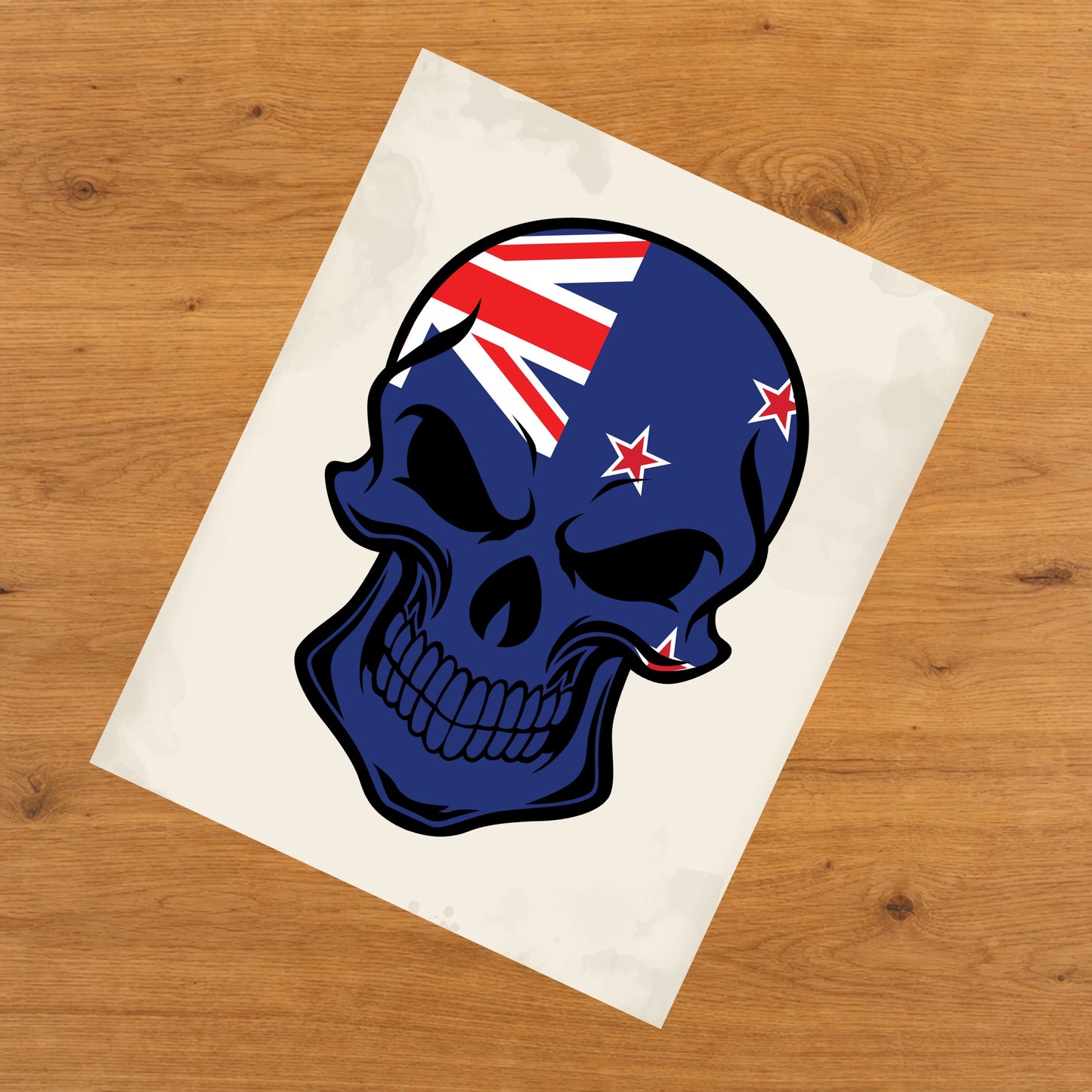 Kiwi Flag New Zealand Skull Cool 8"x10" Wall Art Print