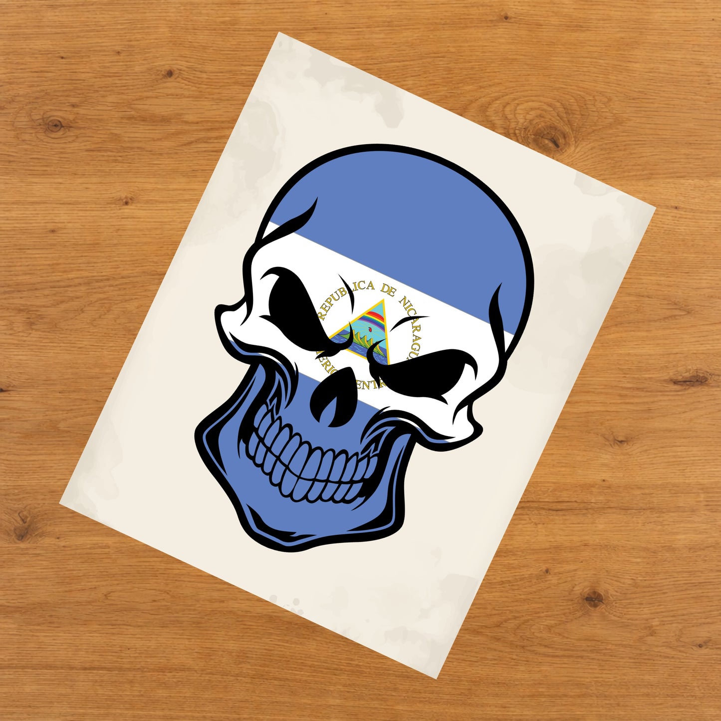 Nicaraguan Flag Nicaragua Skull Cool 8"x10" Wall Art Print
