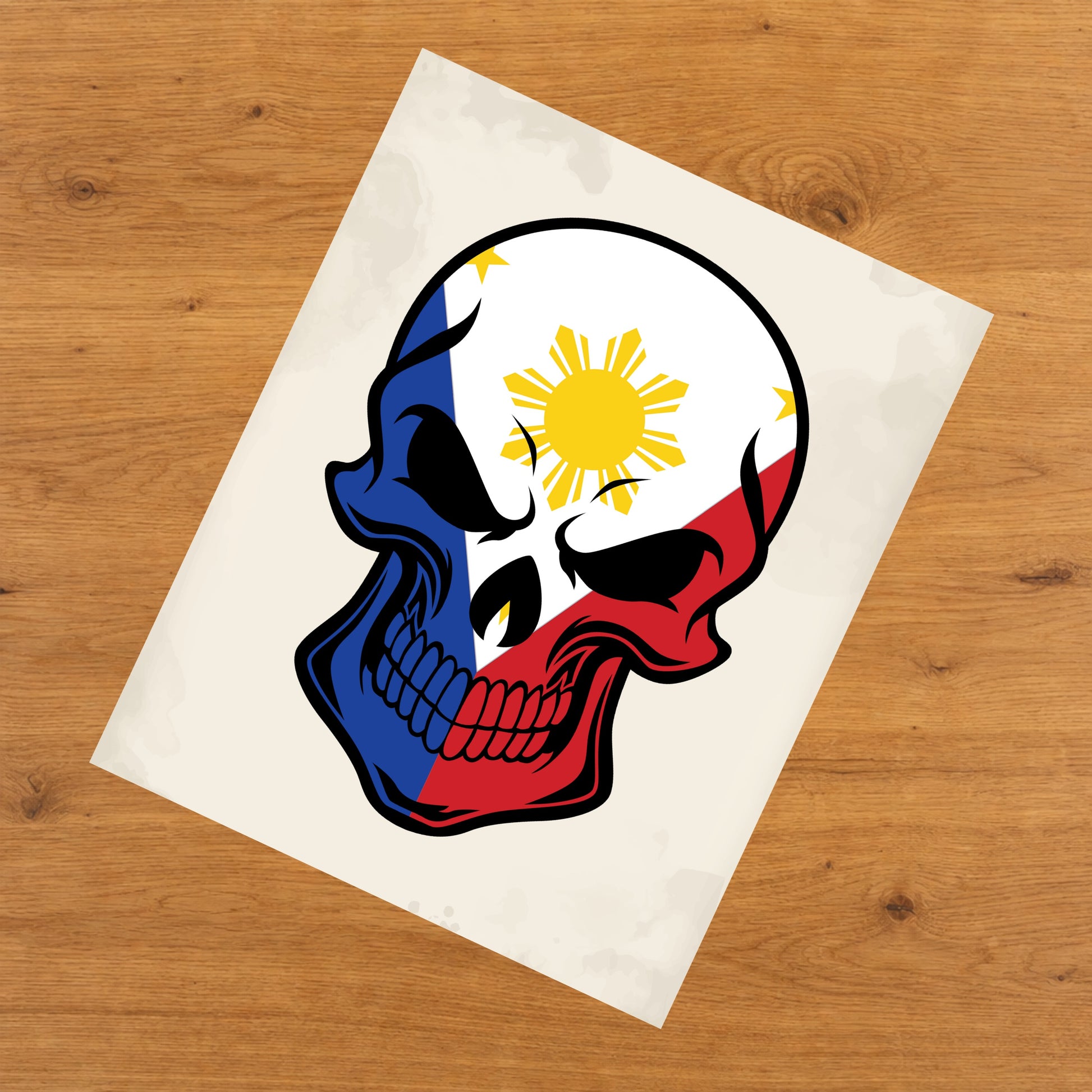 Filipino Flag Philippines Skull Cool 8"x10" Wall Art Print