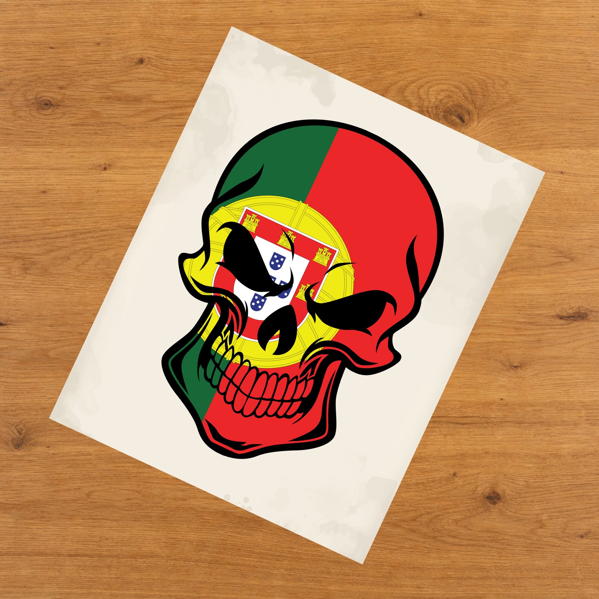 Portuguese Flag Portugal Skull Cool 8"x10" Wall Art Print