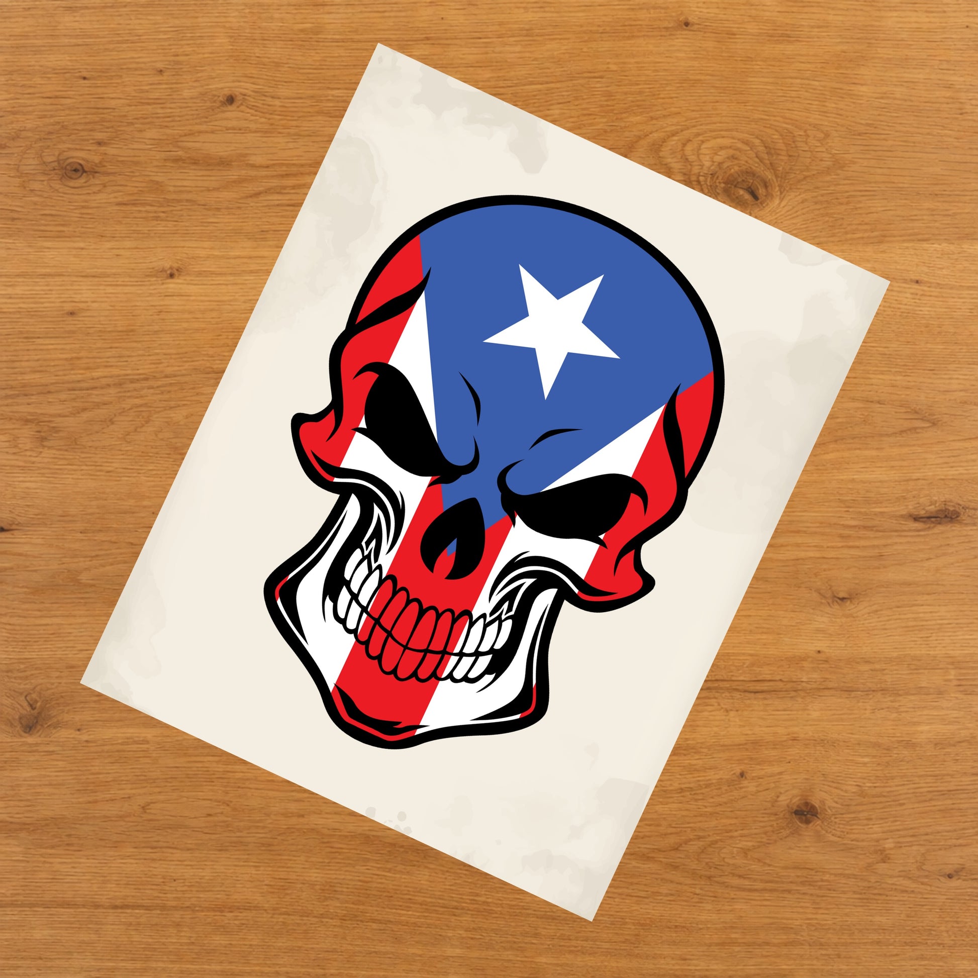 Puerto Rican Flag Puerto Rico Skull Cool 8"x10" Wall Art Print