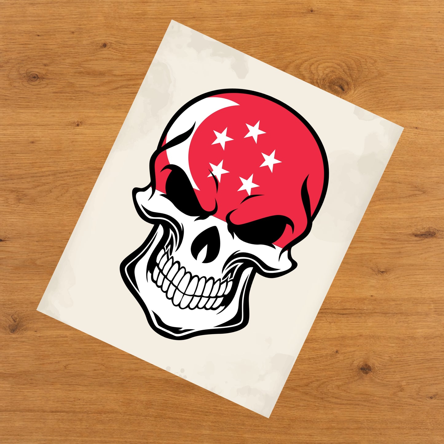 Singaporean Flag Singapore Skull Cool 8"x10" Wall Art Print