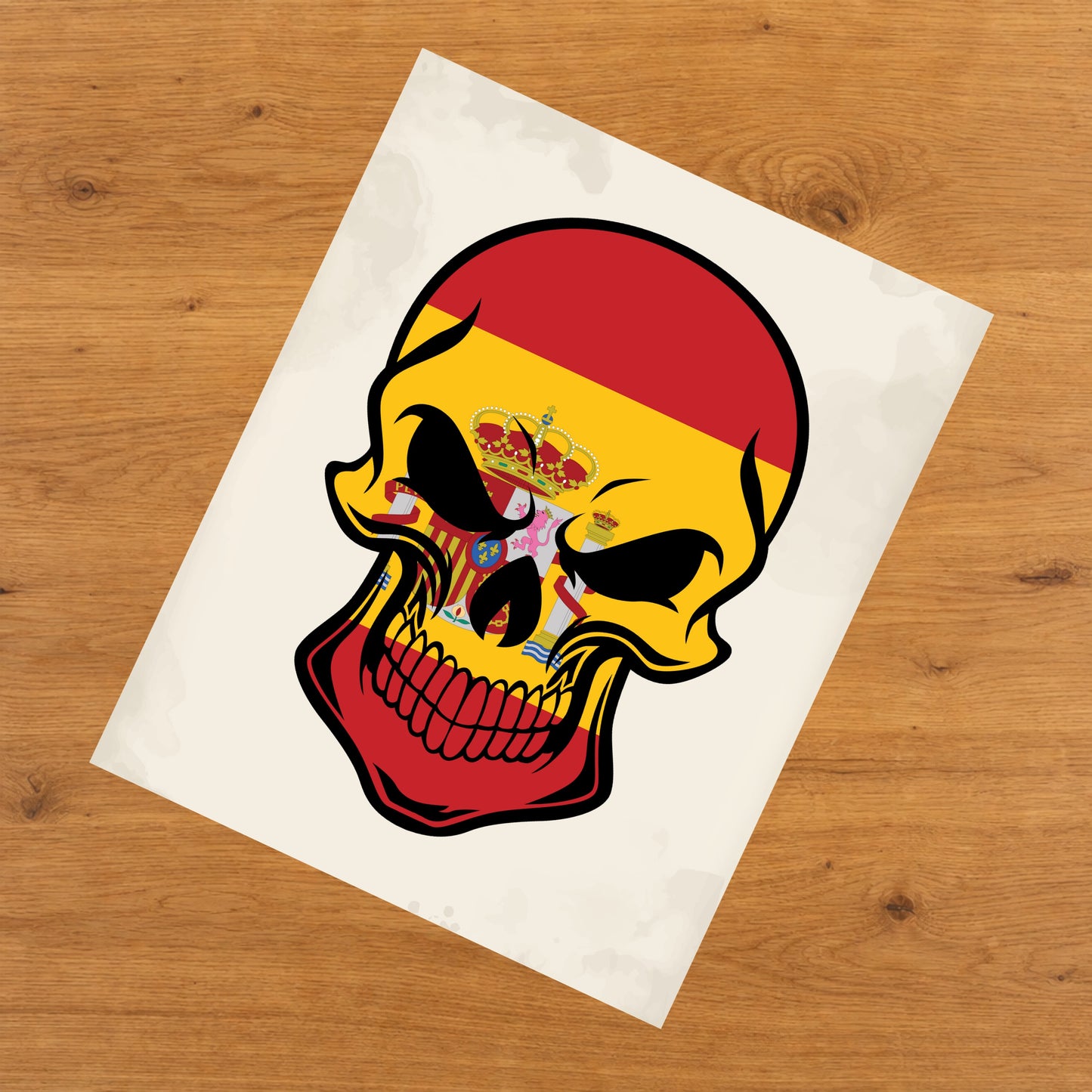 Spanish Flag Spain Skull Cool 8"x10" Wall Art Print