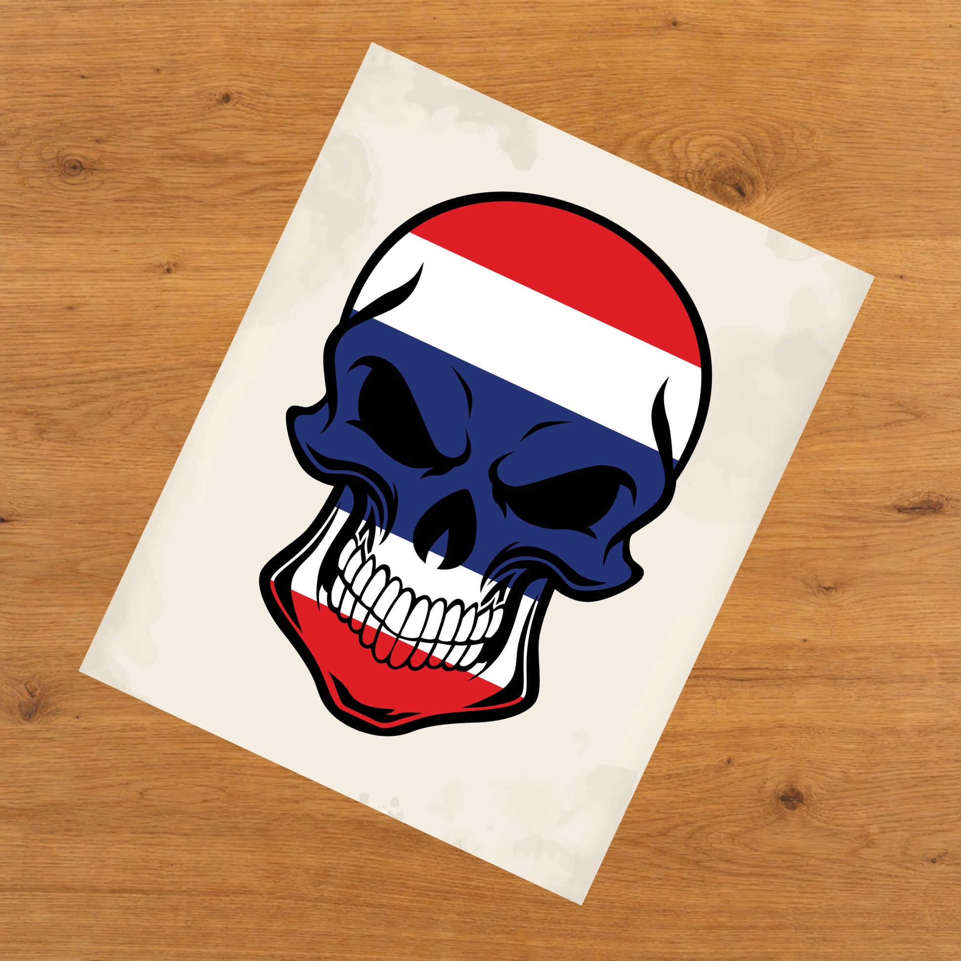 Thai Flag Thailand Skull Cool 8"x10" Wall Art Print