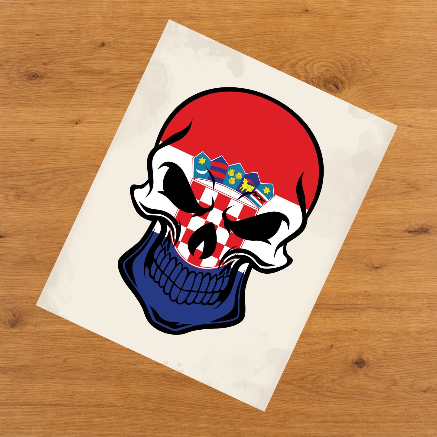 Croatian Flag Croatia Skull Cool 8"x10" Wall Art Print
