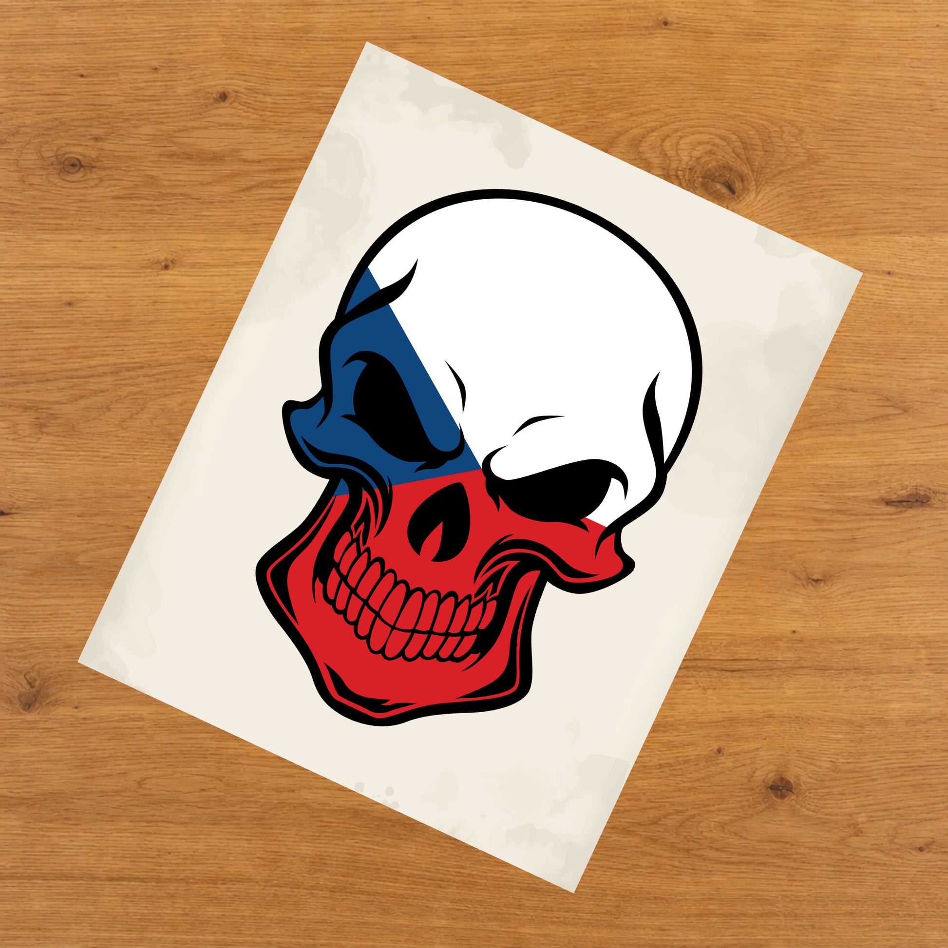 Czech Flag Czech Republic Skull Cool 8"x10" Wall Art Print