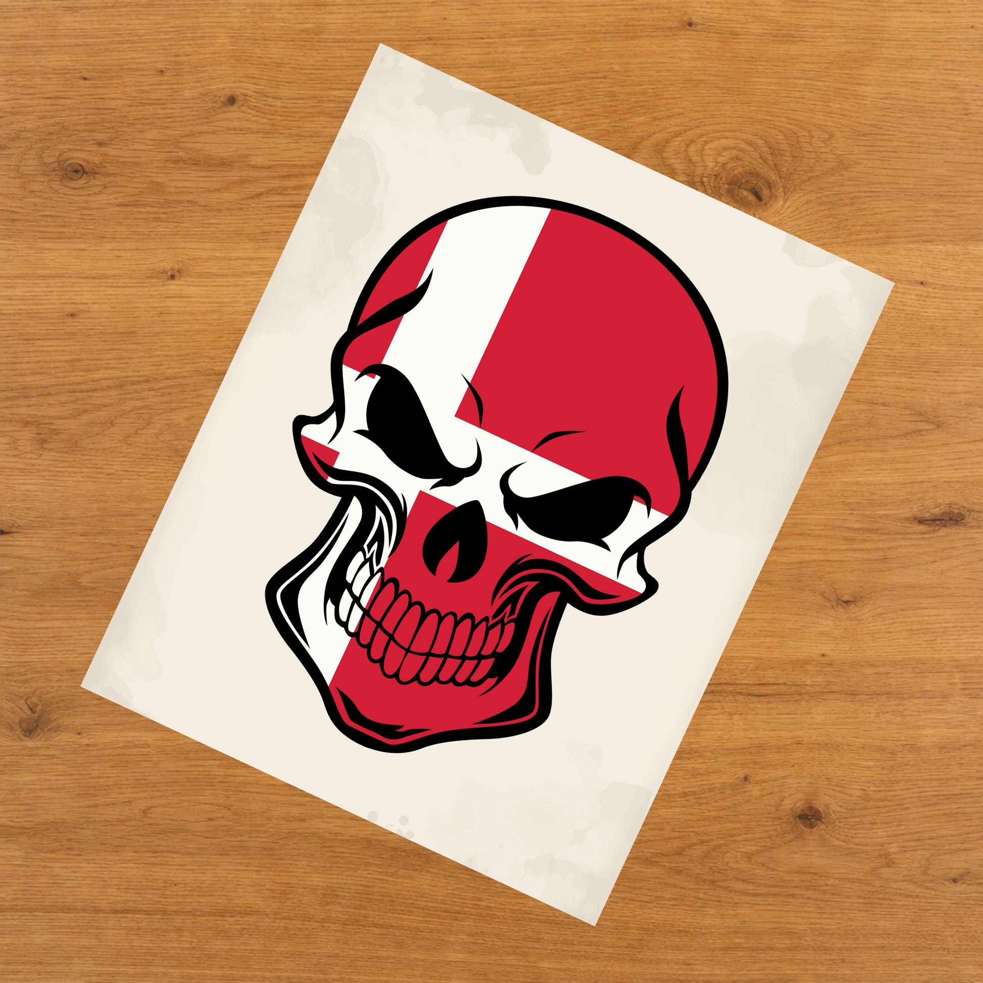 Danish Flag Denmark Skull Cool 8"x10" Wall Art Print