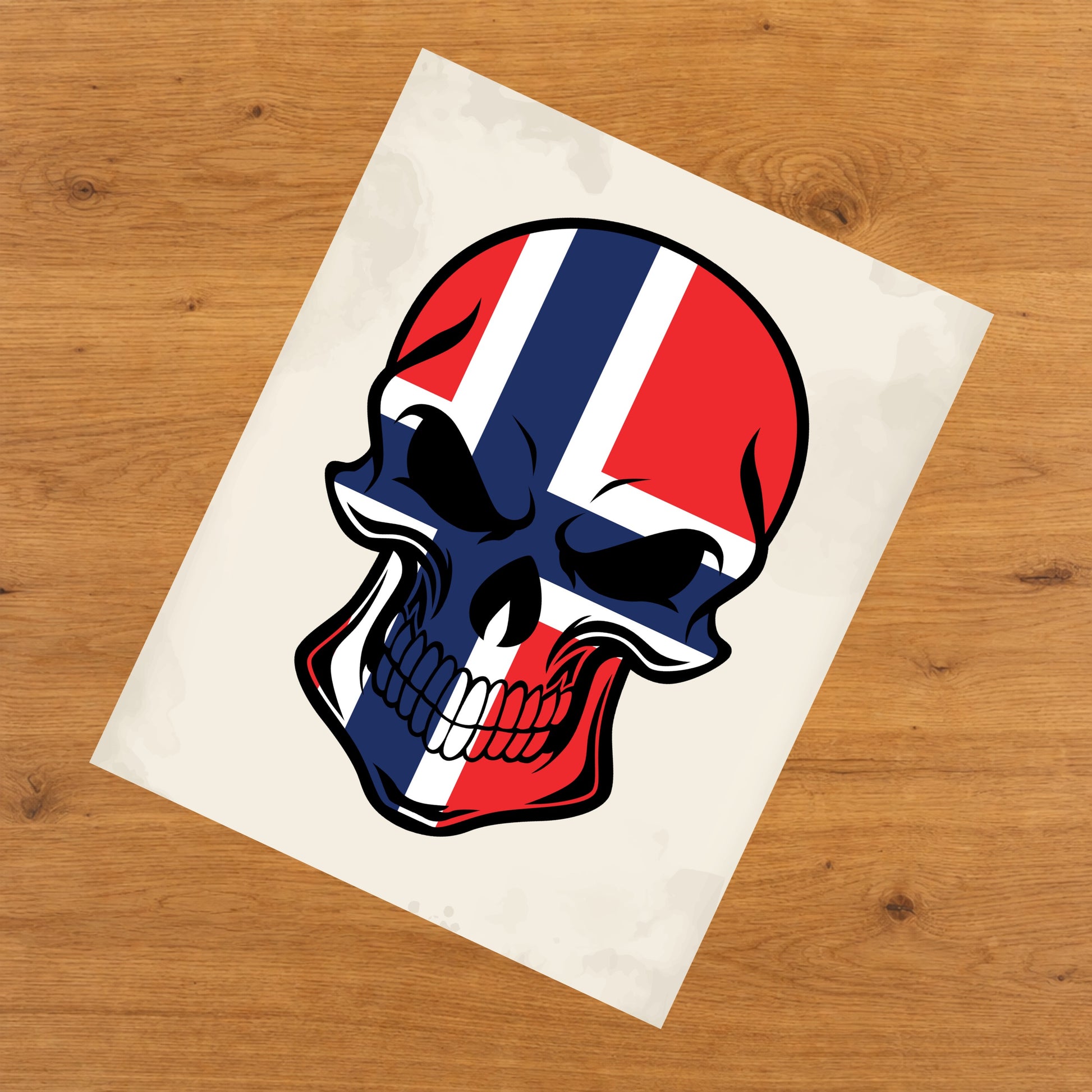 Norwegian Flag Norway Skull Cool 8"x10" Wall Art Print