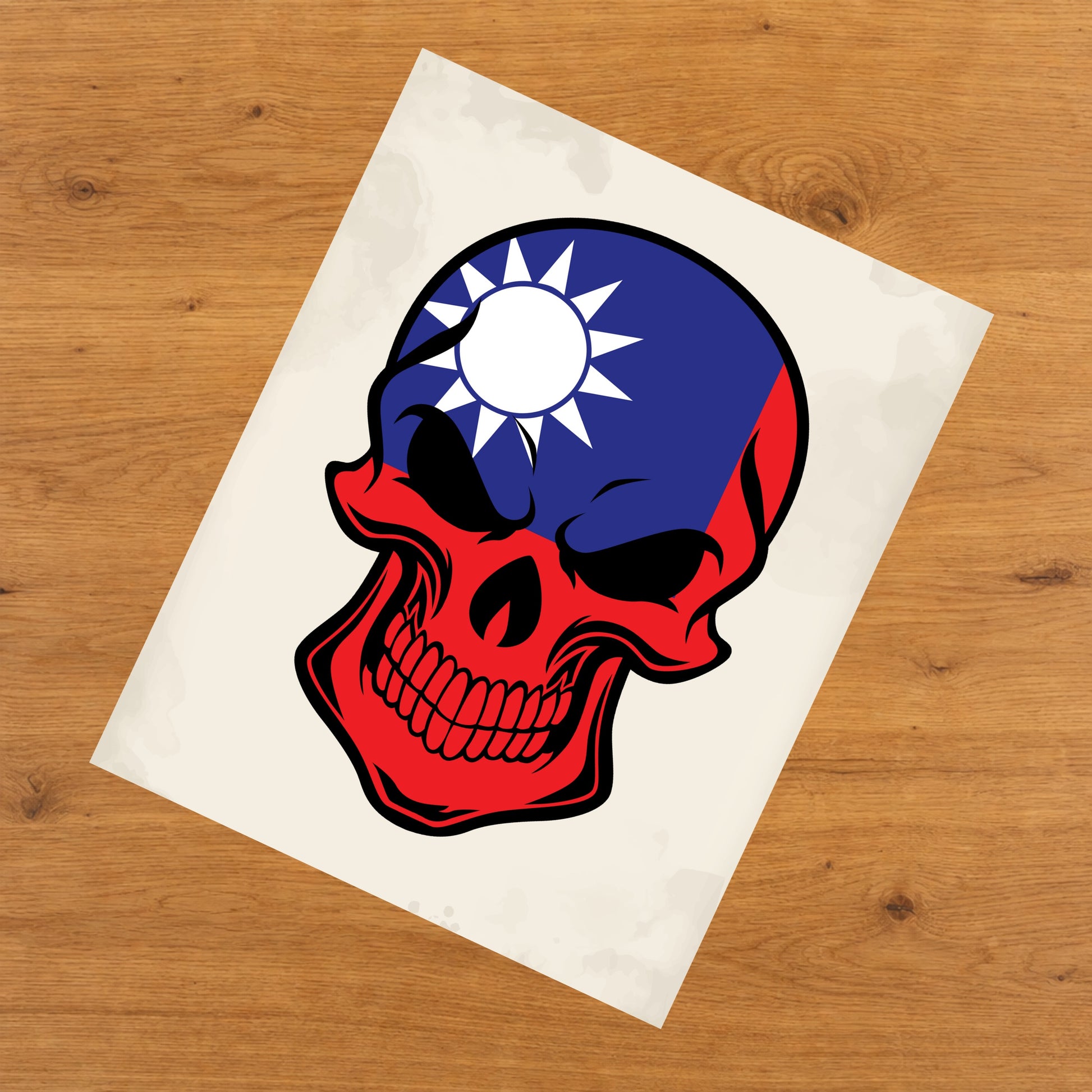 Taiwanese Flag Taiwan Skull Cool 8"x10" Wall Art Print