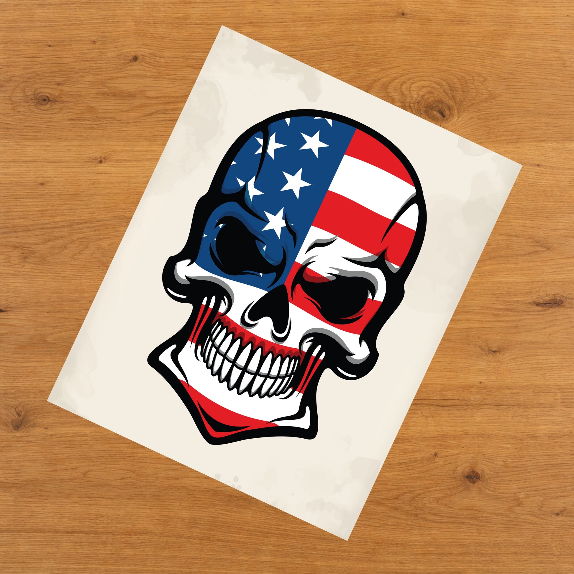 American Flag Skull Cool United States Skull 8"x10" Wall Art Print