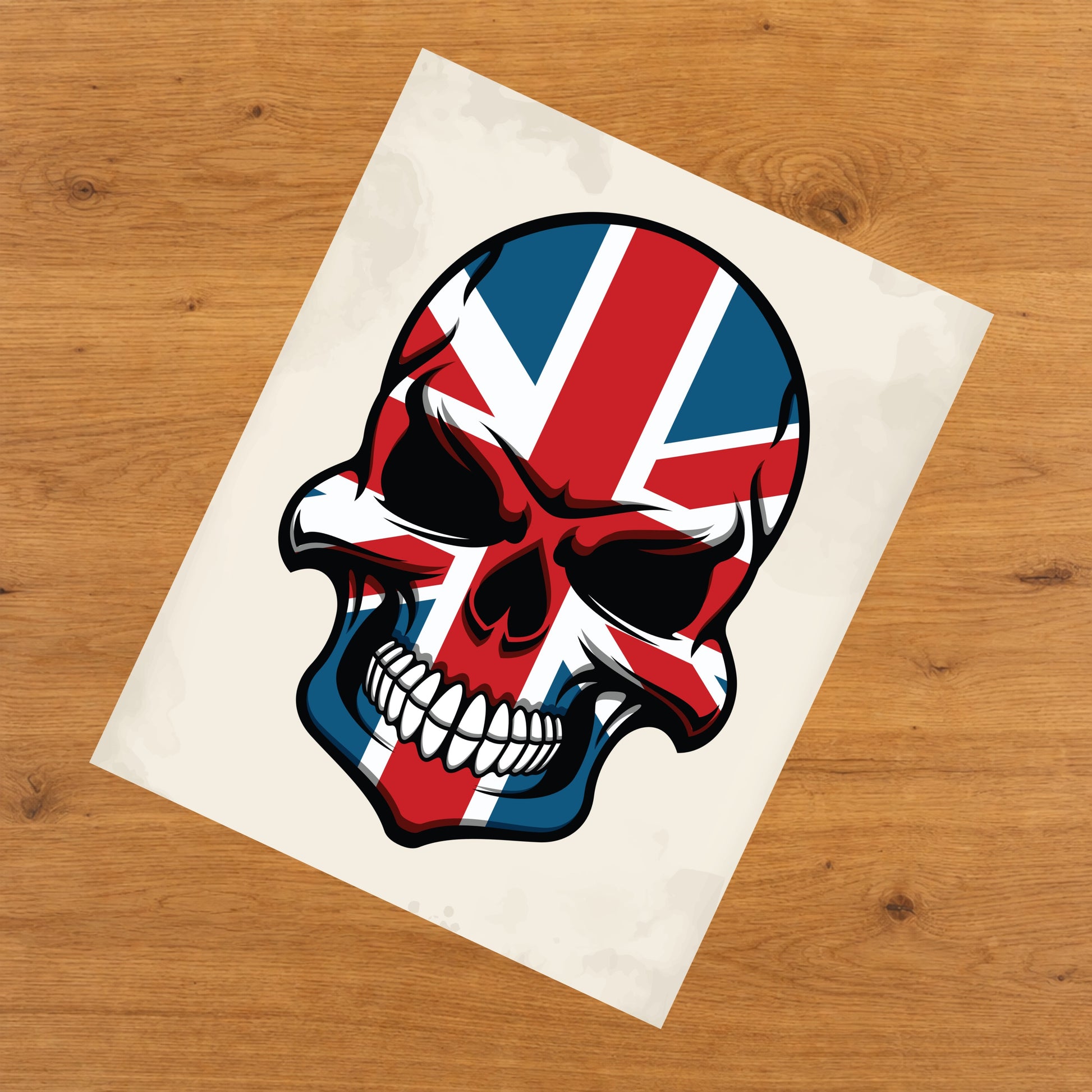 British Flag Skull Cool United Kingdom Skull 8"x10" Wall Art Print
