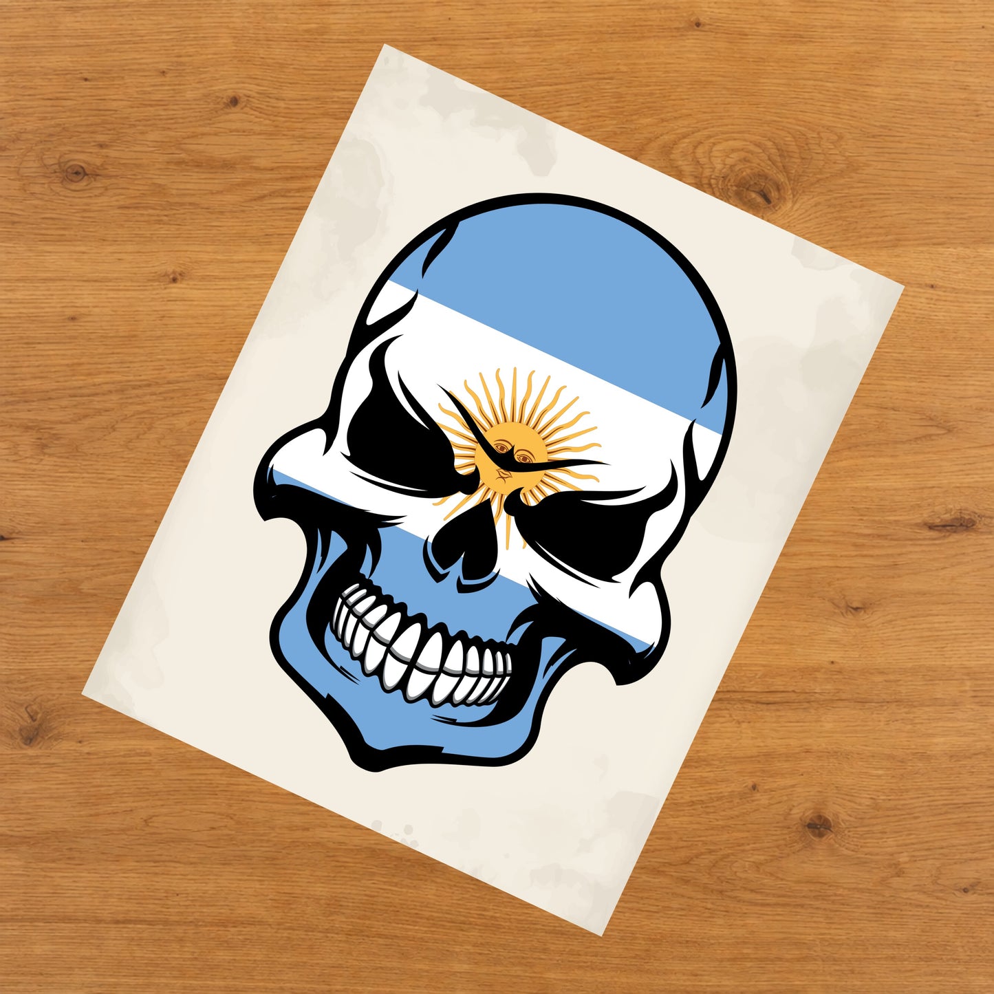 Argentinian Flag Skull Cool Argentina Skull 8"x10" Wall Art Print