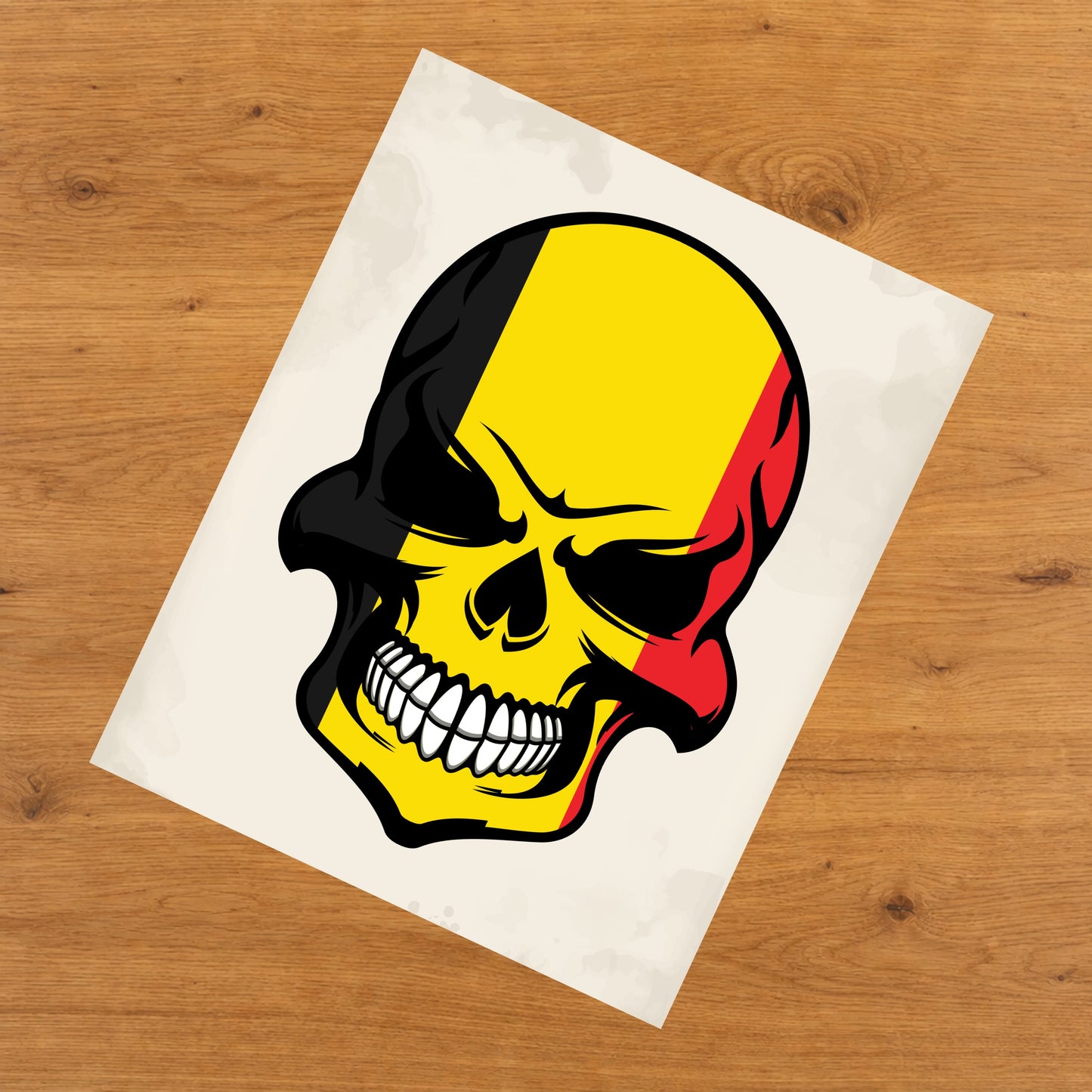 Belgian Flag Skull Cool Belgium Skull 8"x10" Wall Art Print
